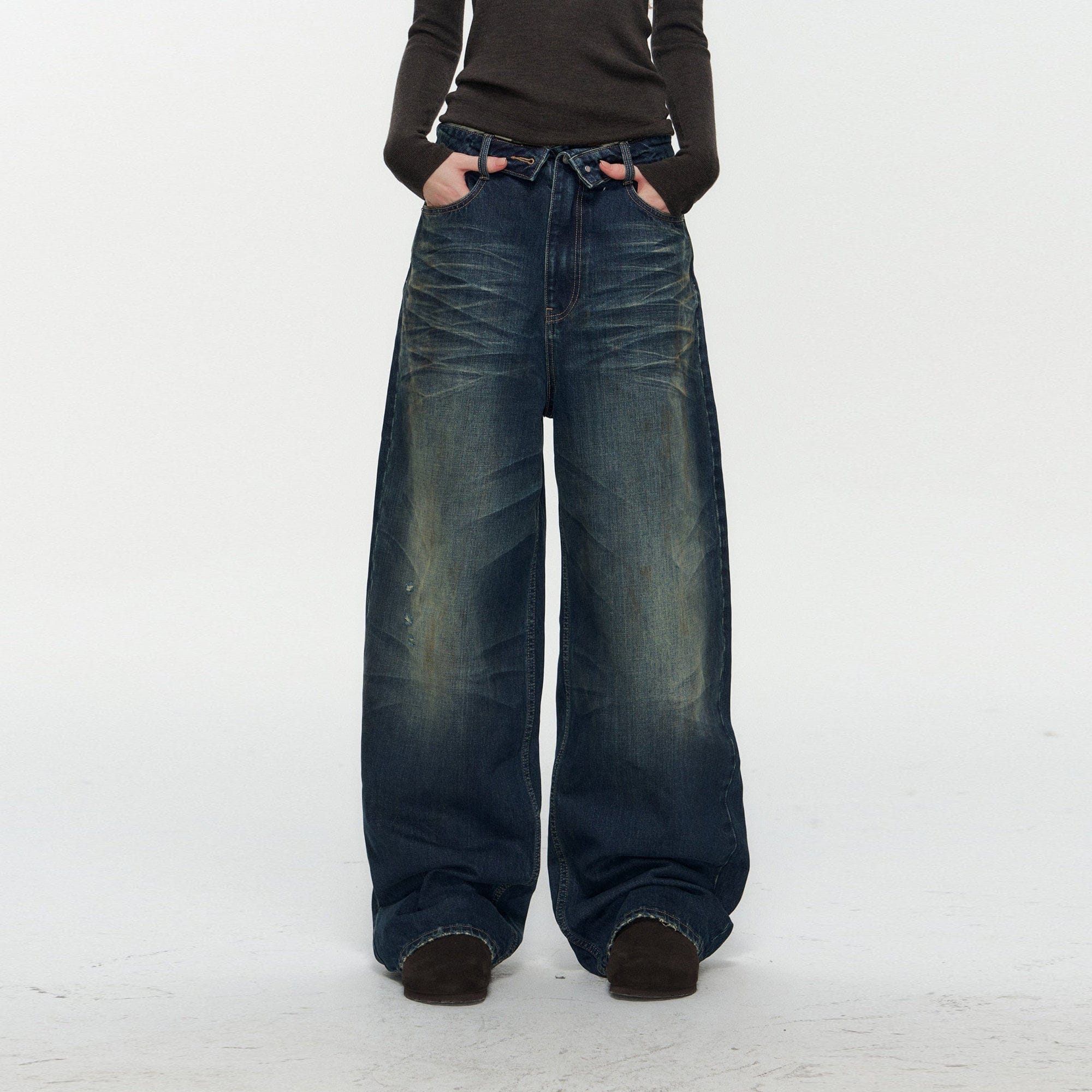 10AMSOTIIIIIIRED Washed Diamond Whisker Baggy Jeans