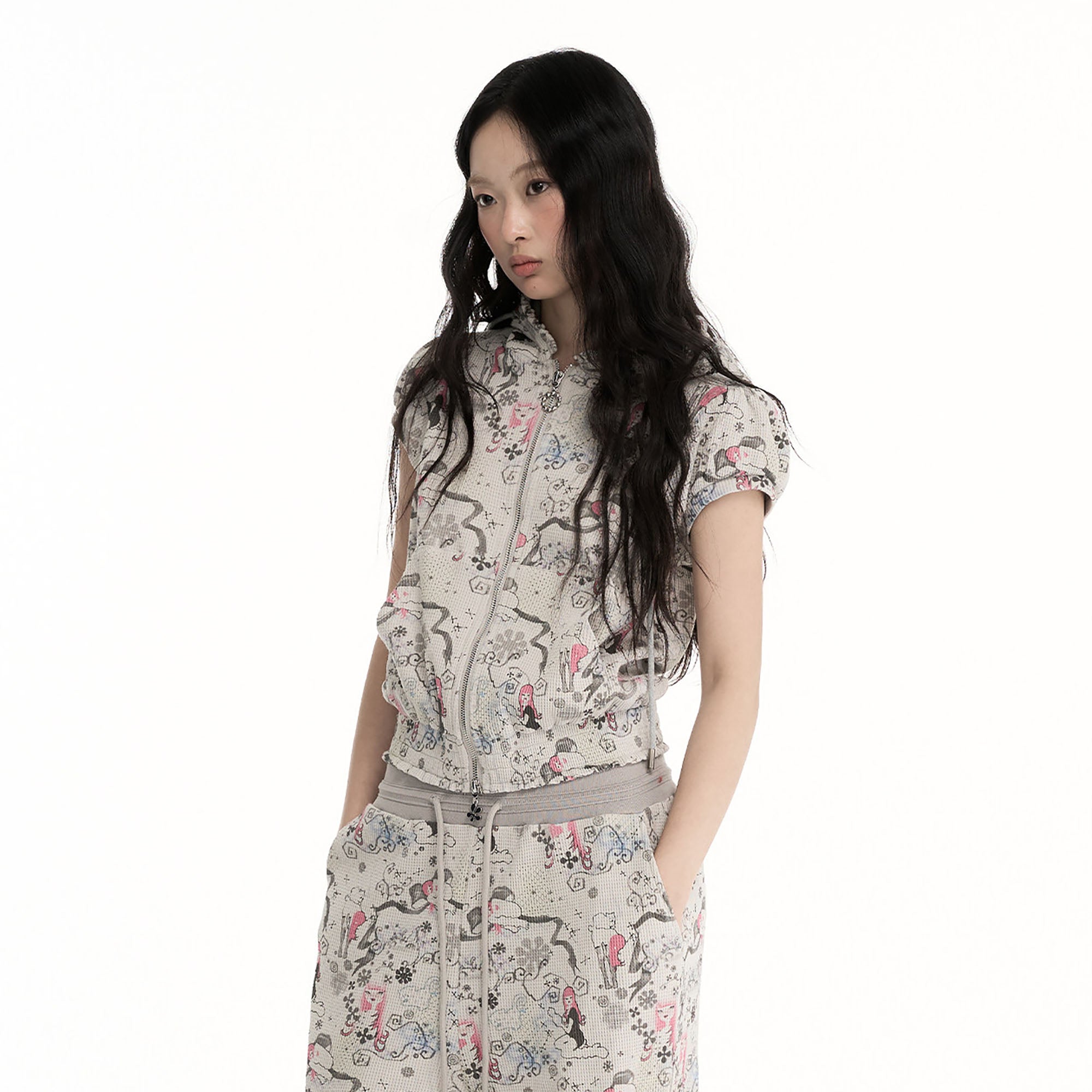 CONFUN Fantasy Full-Print Zip-Up Hooded Tee