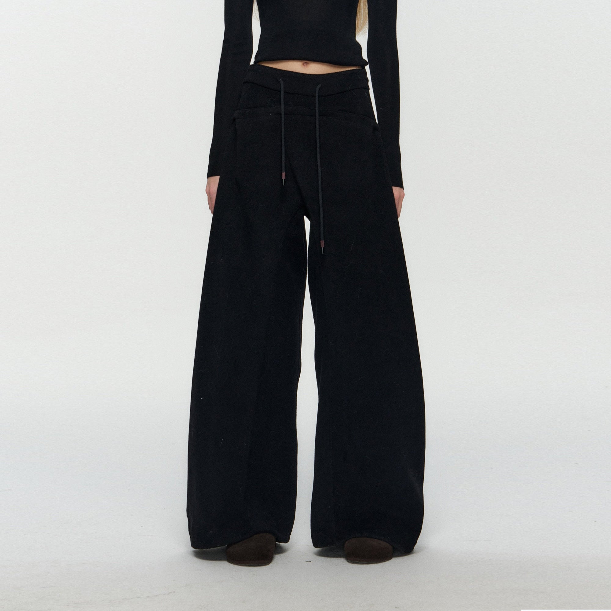 10AMSOTIIIIIIRED Classic Drawstring Wide-Leg Pants