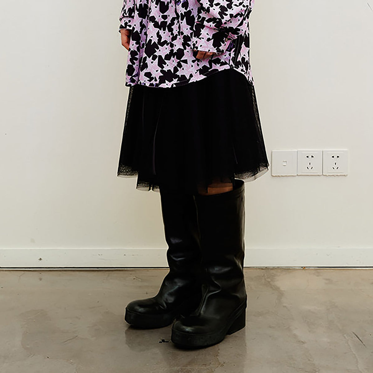 NEVERSEEZ Layered Tulle Pleated Midi Skirt