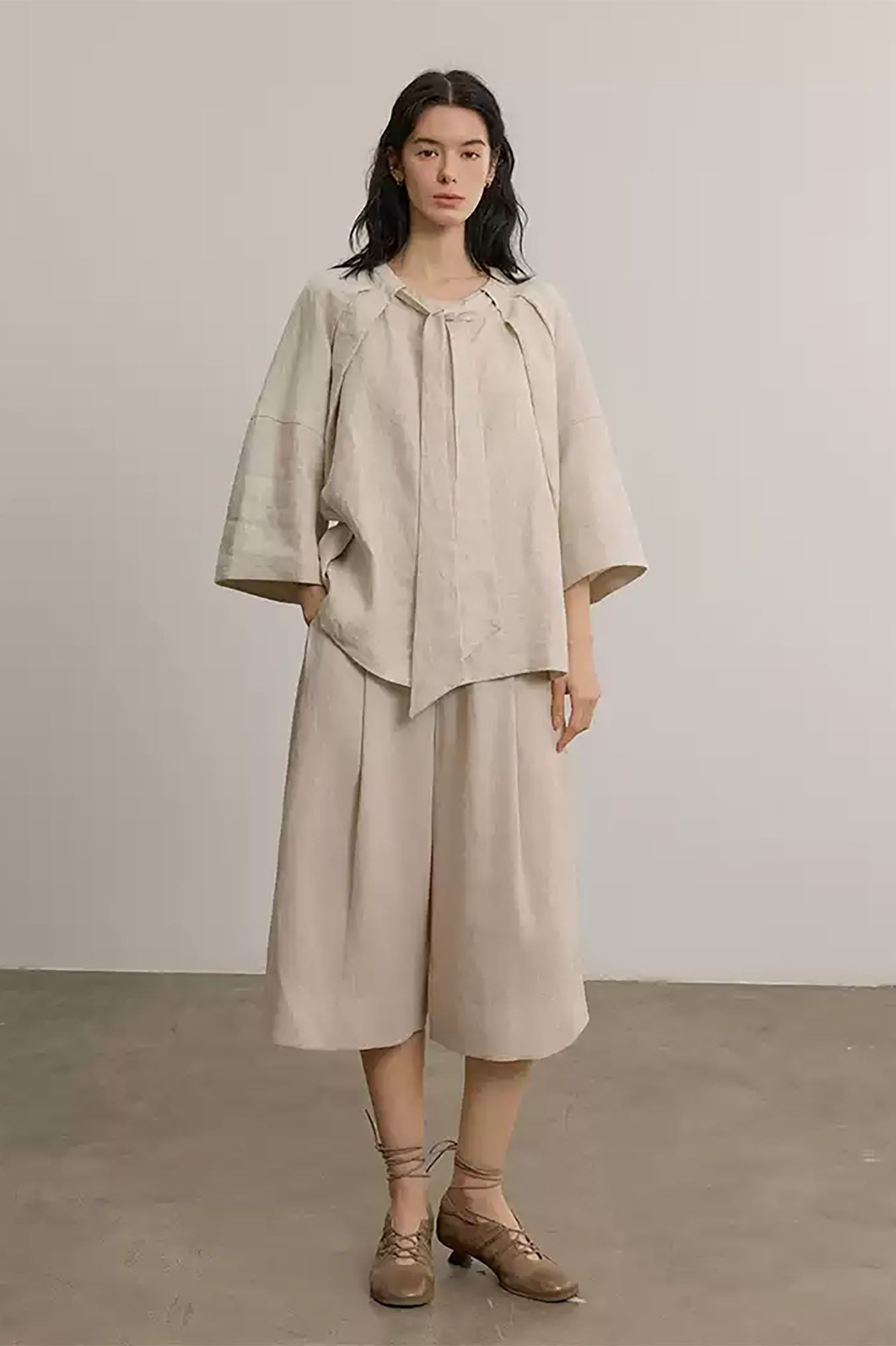 SAME FLOW Draped Linen Cocoon Shirt
