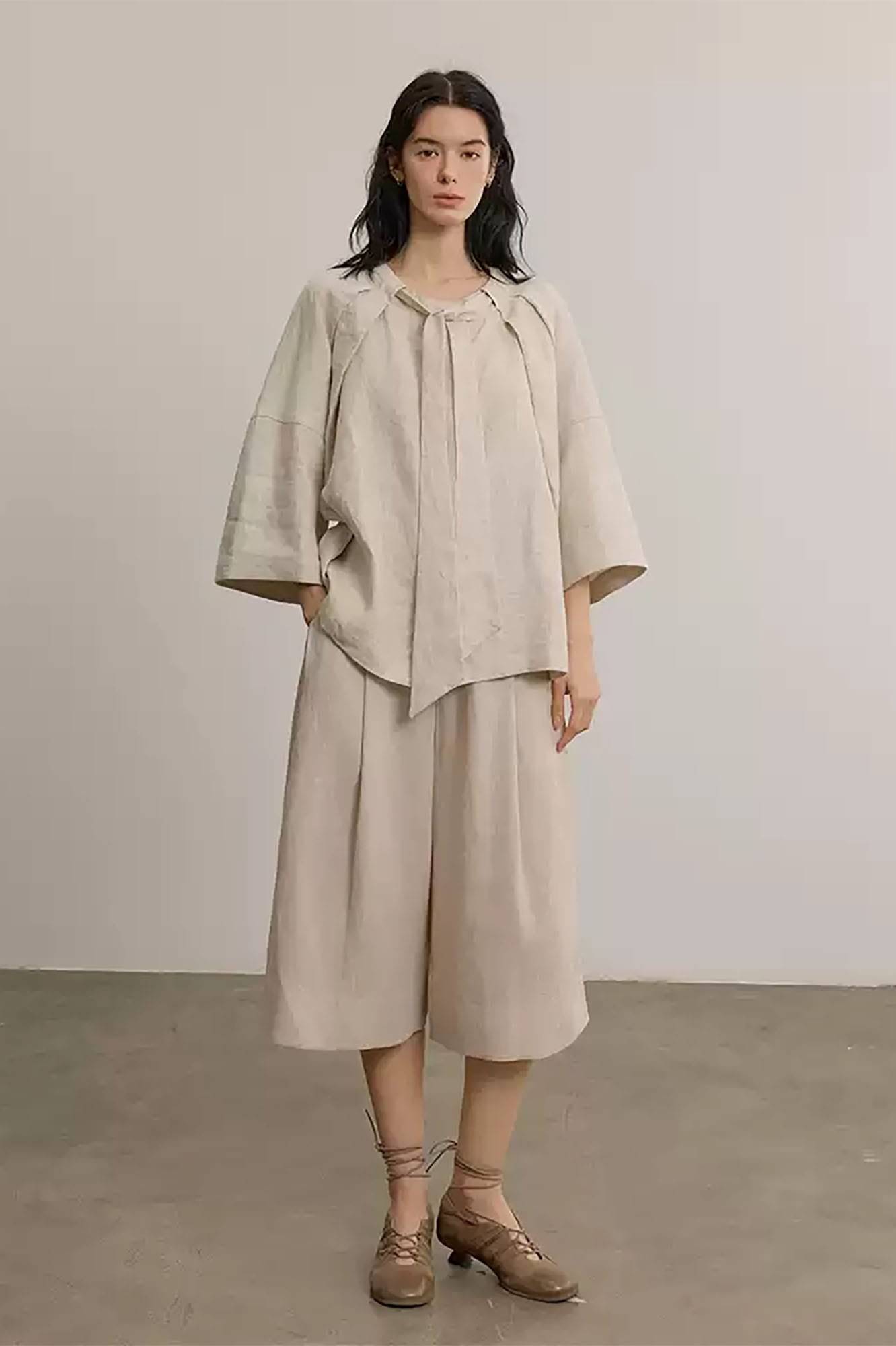 SAME FLOW Draped Linen Cocoon Shirt