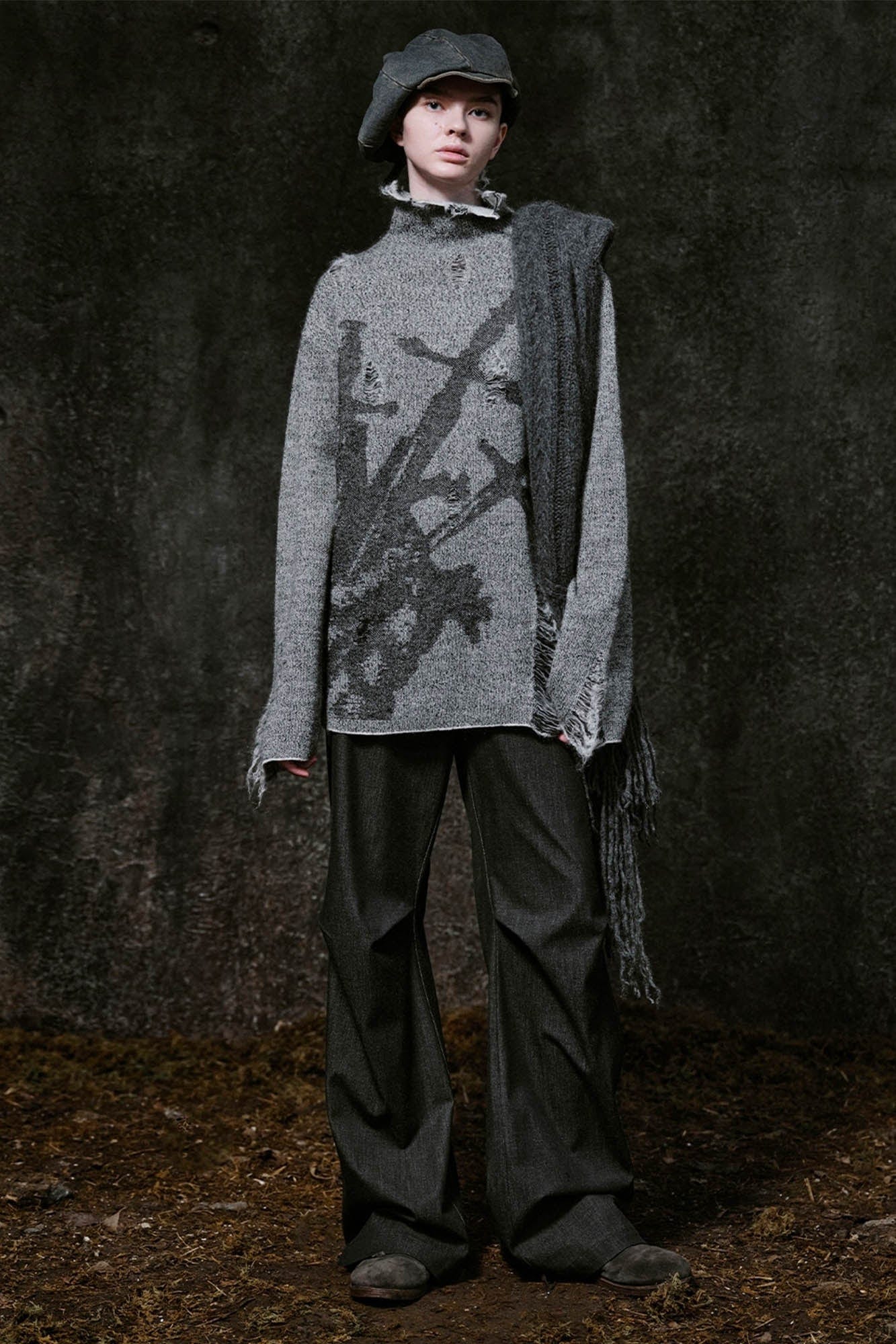 ILNya Nieternite Nifutur Distressed Sword Graphics High-Neck Sweater, premium urban and streetwear designers apparel on PROJECTISR.com, ILNya Nieternite Nifutur