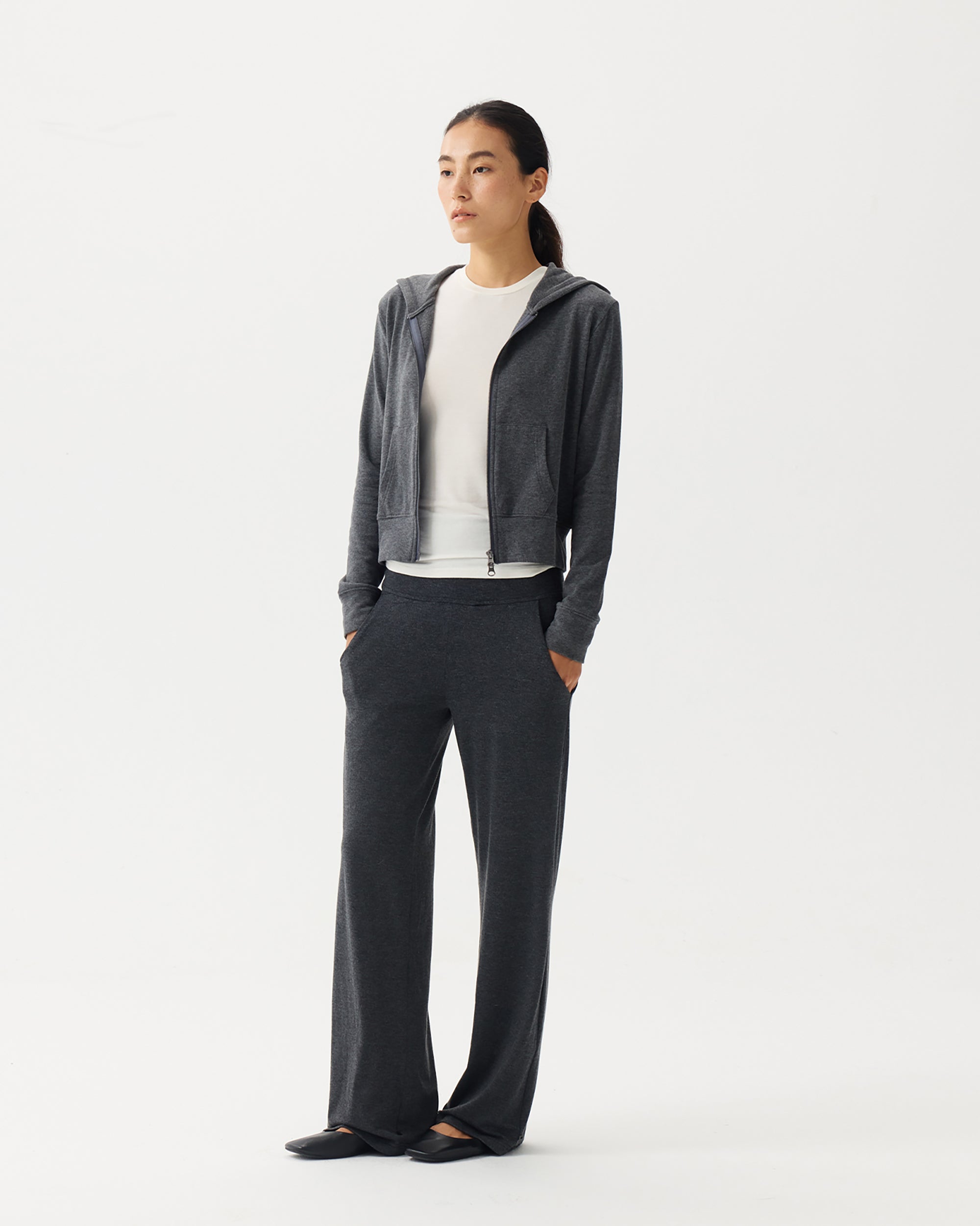 PCLA Essential Soft Touch Cropped Zip-Up Hoodie