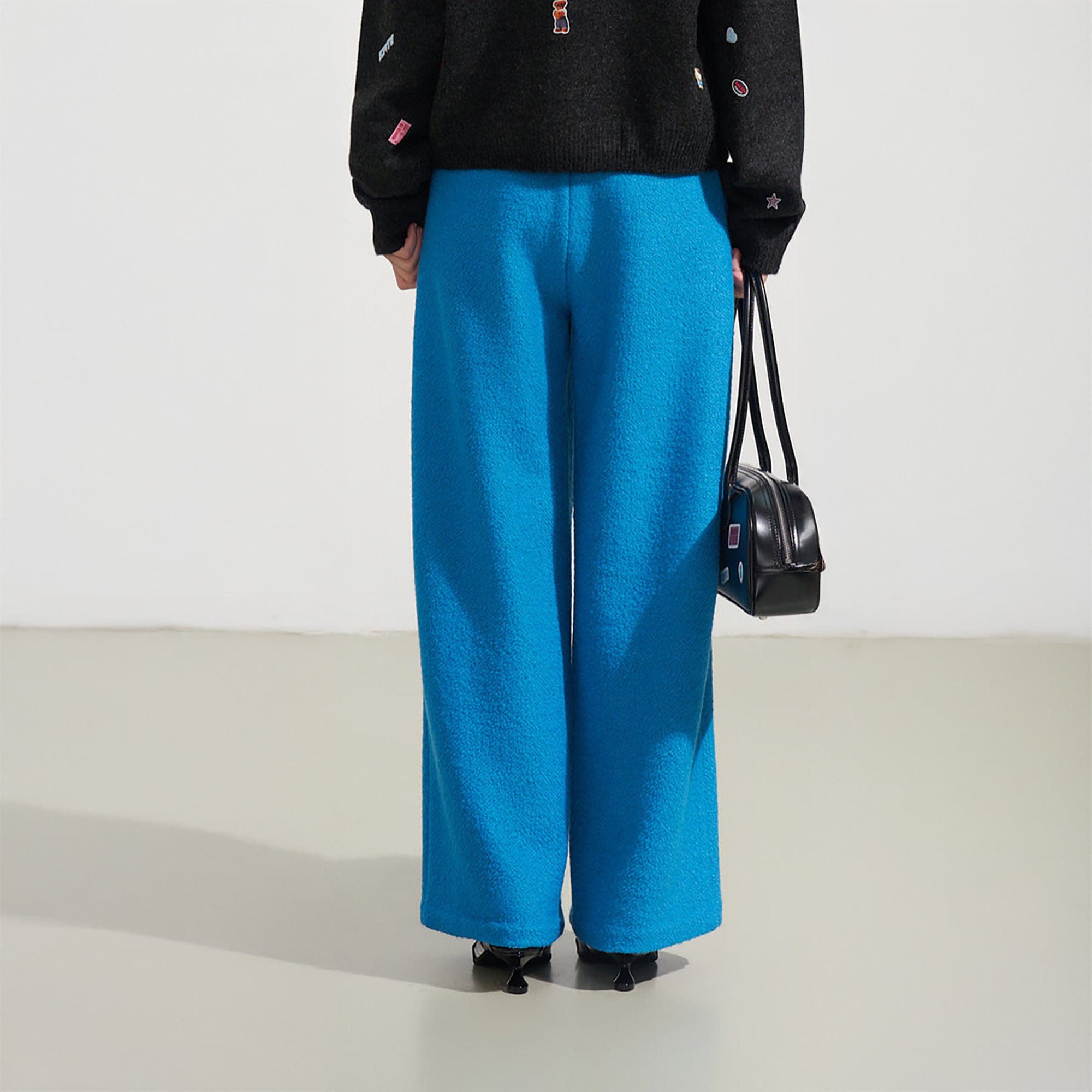 SOFITTE Wool-Blend Color Button Wide-Leg Pants