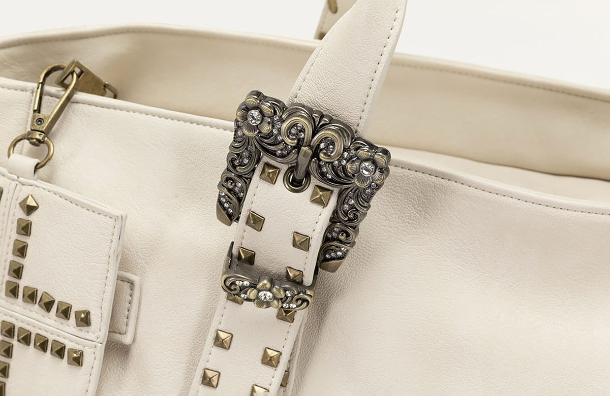 CESTNOUS Studded Faux Leather Oversized Crossbody Bag