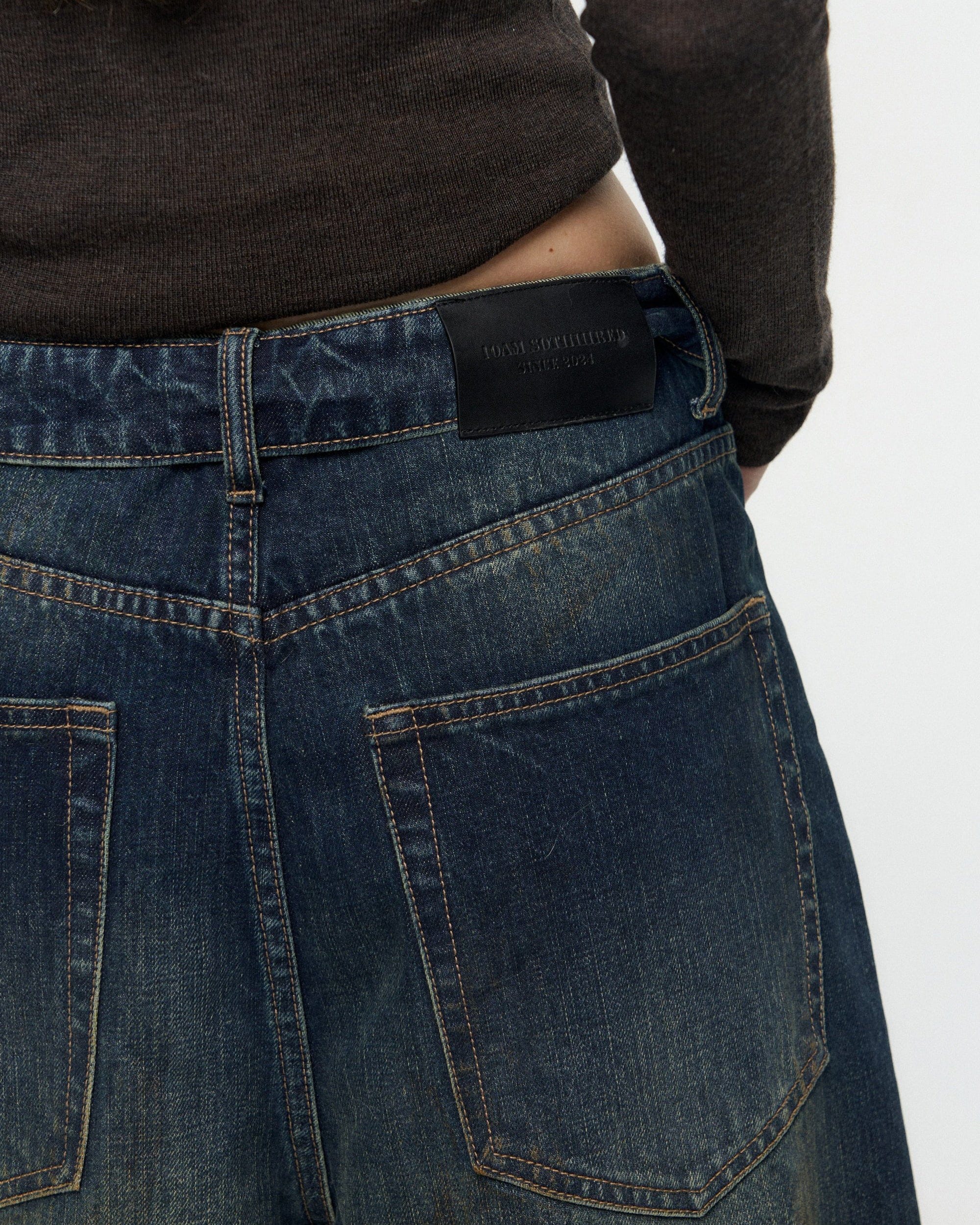 10AMSOTIIIIIIRED Washed Diamond Whisker Baggy Jeans
