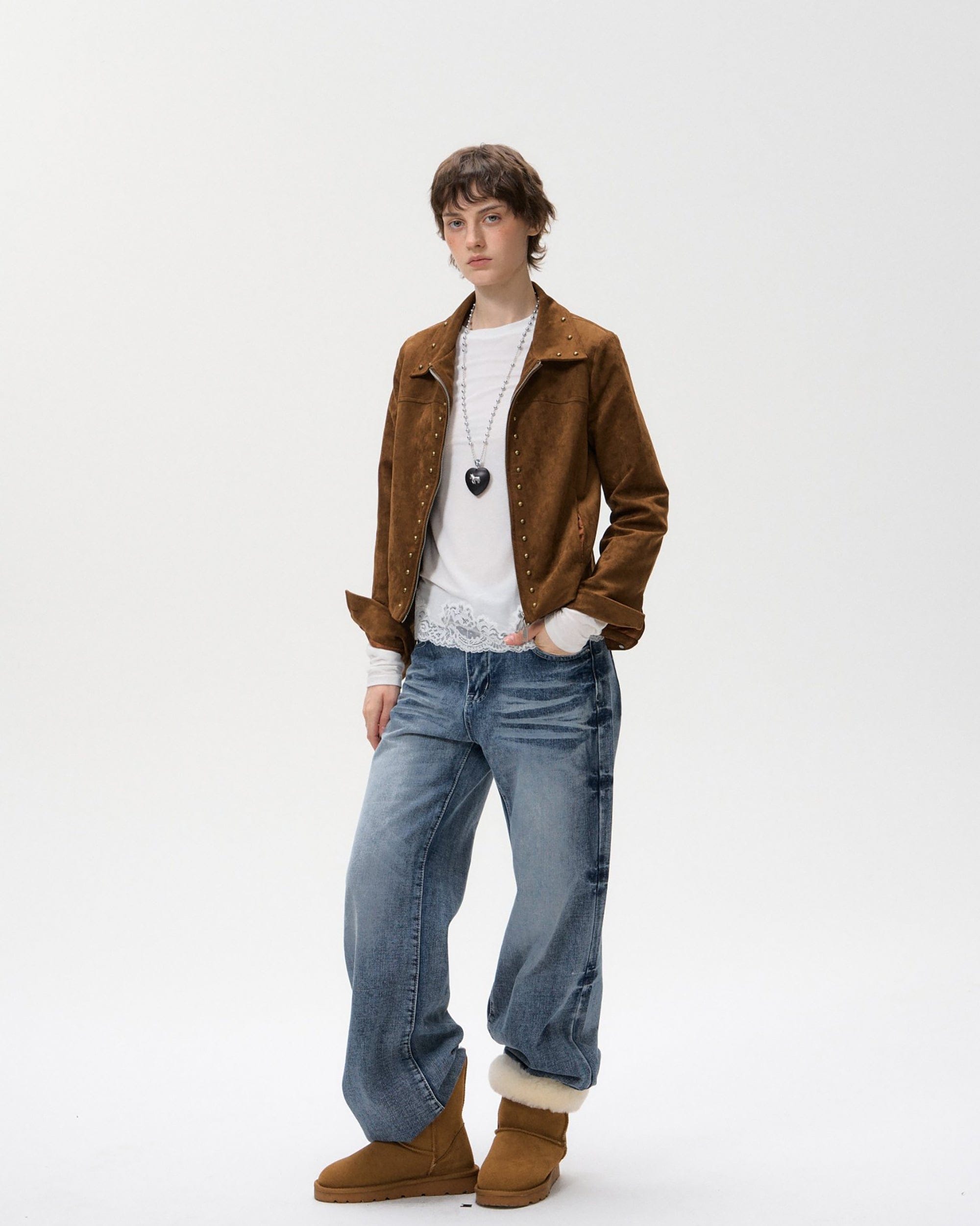 10AMSOTIIIIIIRED Washed Side-Crack Whisker Straight Jeans