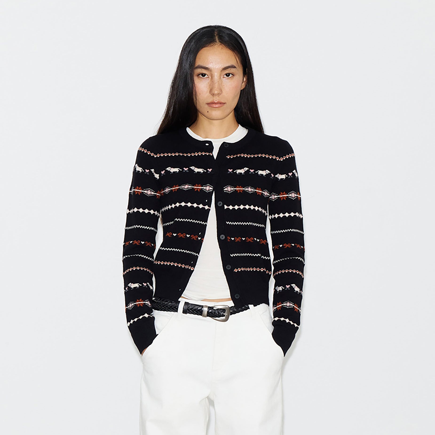 PCLA Fair Isle Puppy Wool-Blend Cardigan