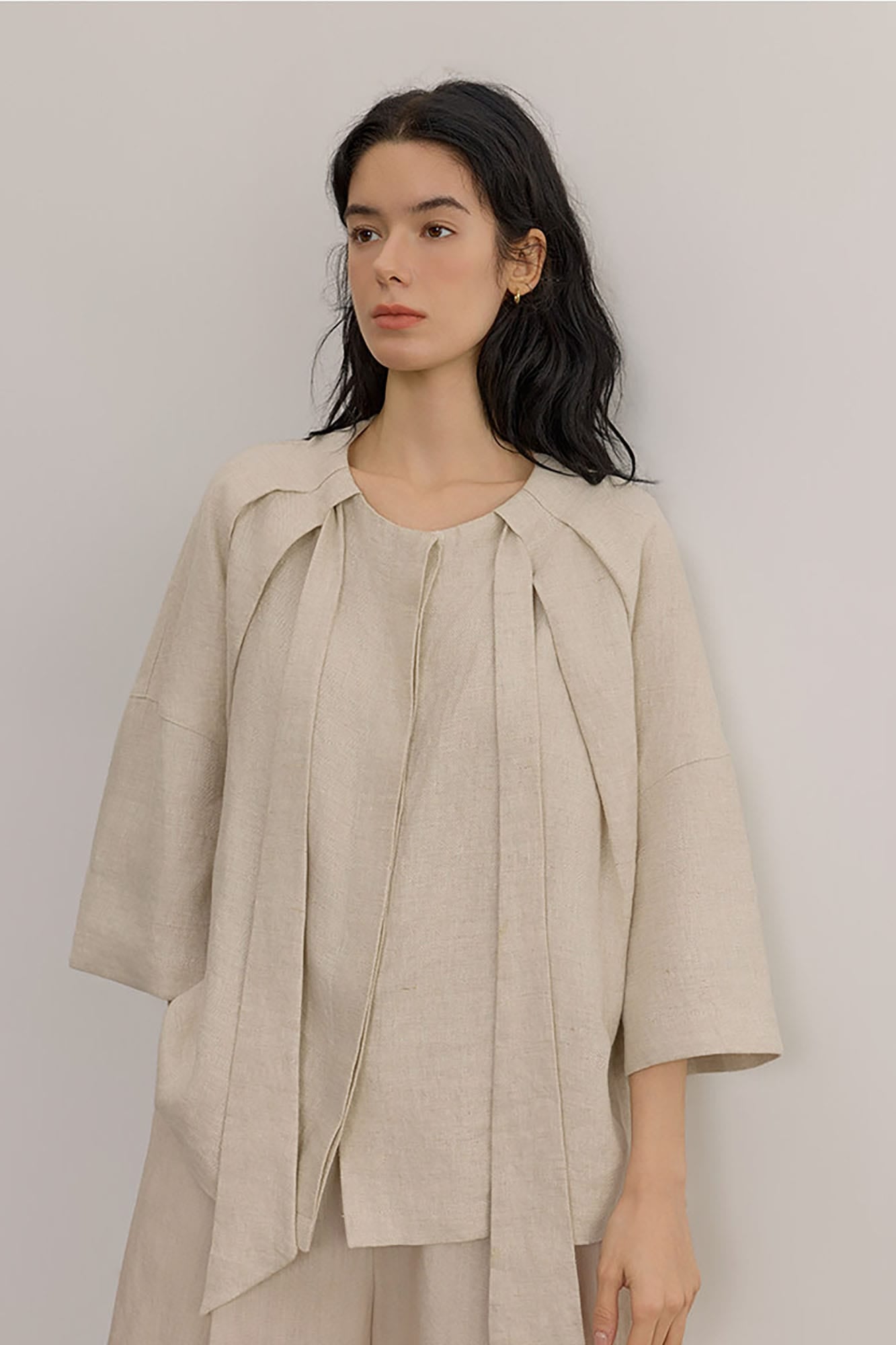 SAME FLOW Draped Linen Cocoon Shirt