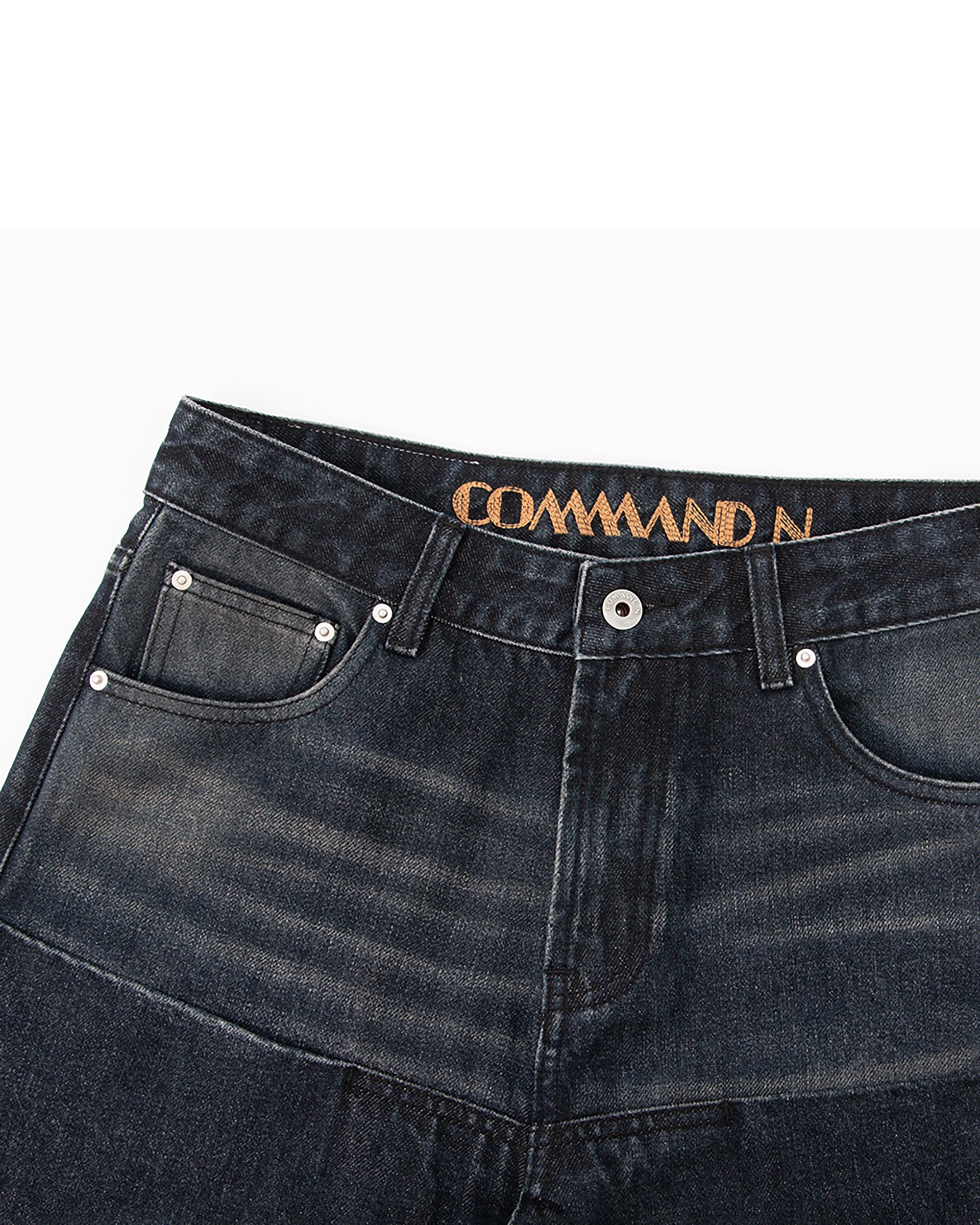 COMMAND N Washed Contrast-Panel Jeans
