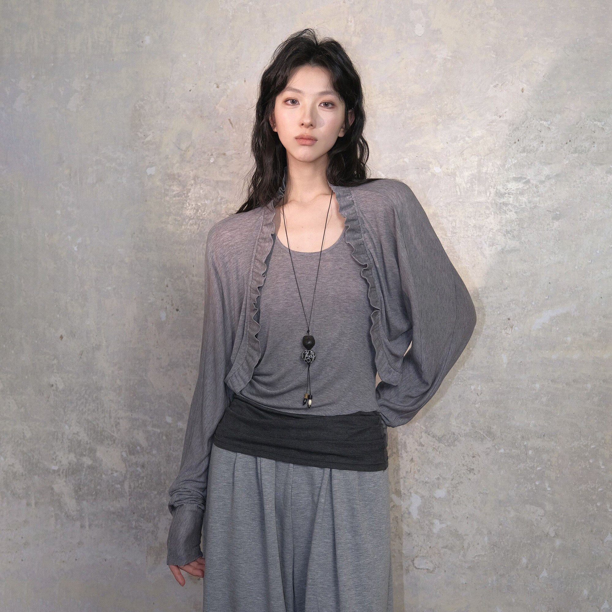WHYNOTDANCE Ruffle-Trim Cropped Cardigan