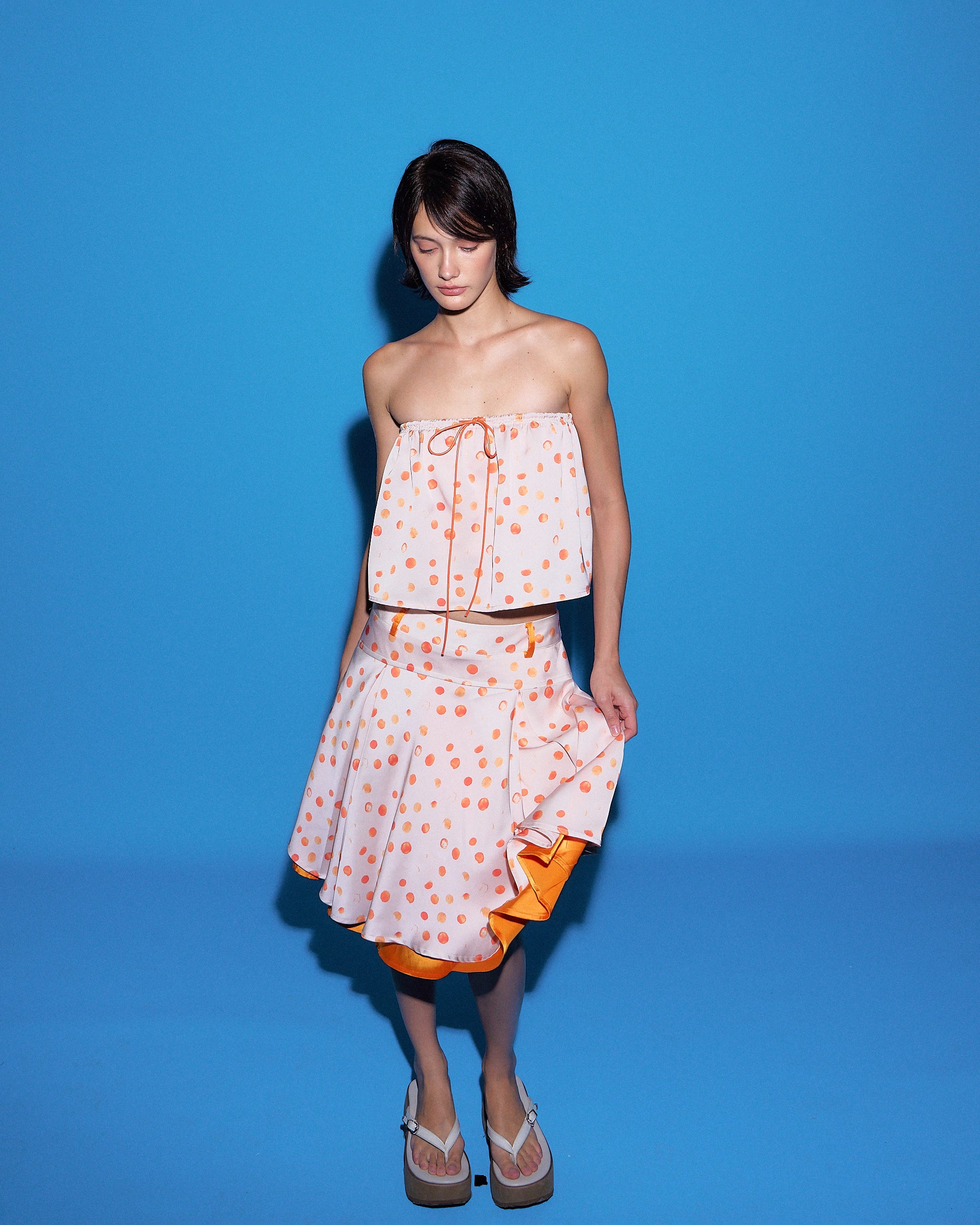 10AMSOTIIIIIIRED Retro Floral Drawstring Tube Top