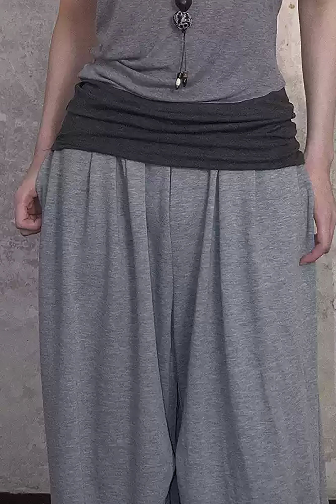 WHYNOTDANCE Essential Drawstring-Hem Wide-Leg Sweatpants