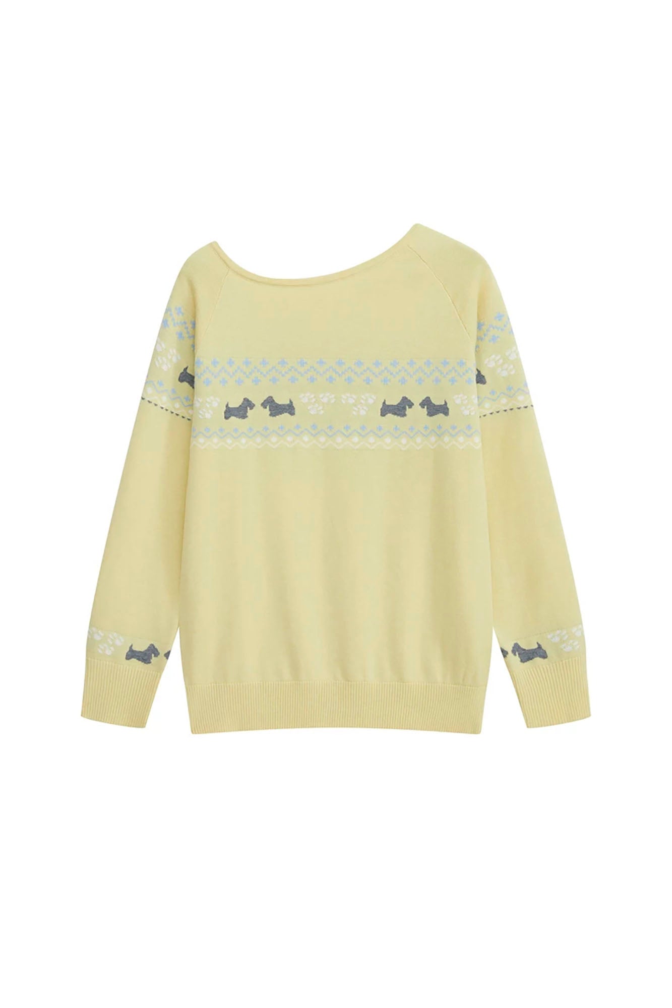 SOFITTE Off-Shoulder Dog Jacquard Sweater