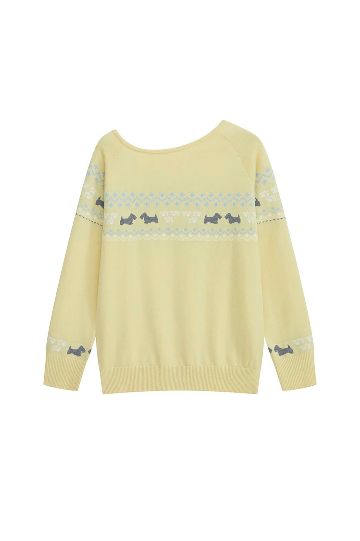 SOFITTE Off-Shoulder Dog Jacquard Sweater