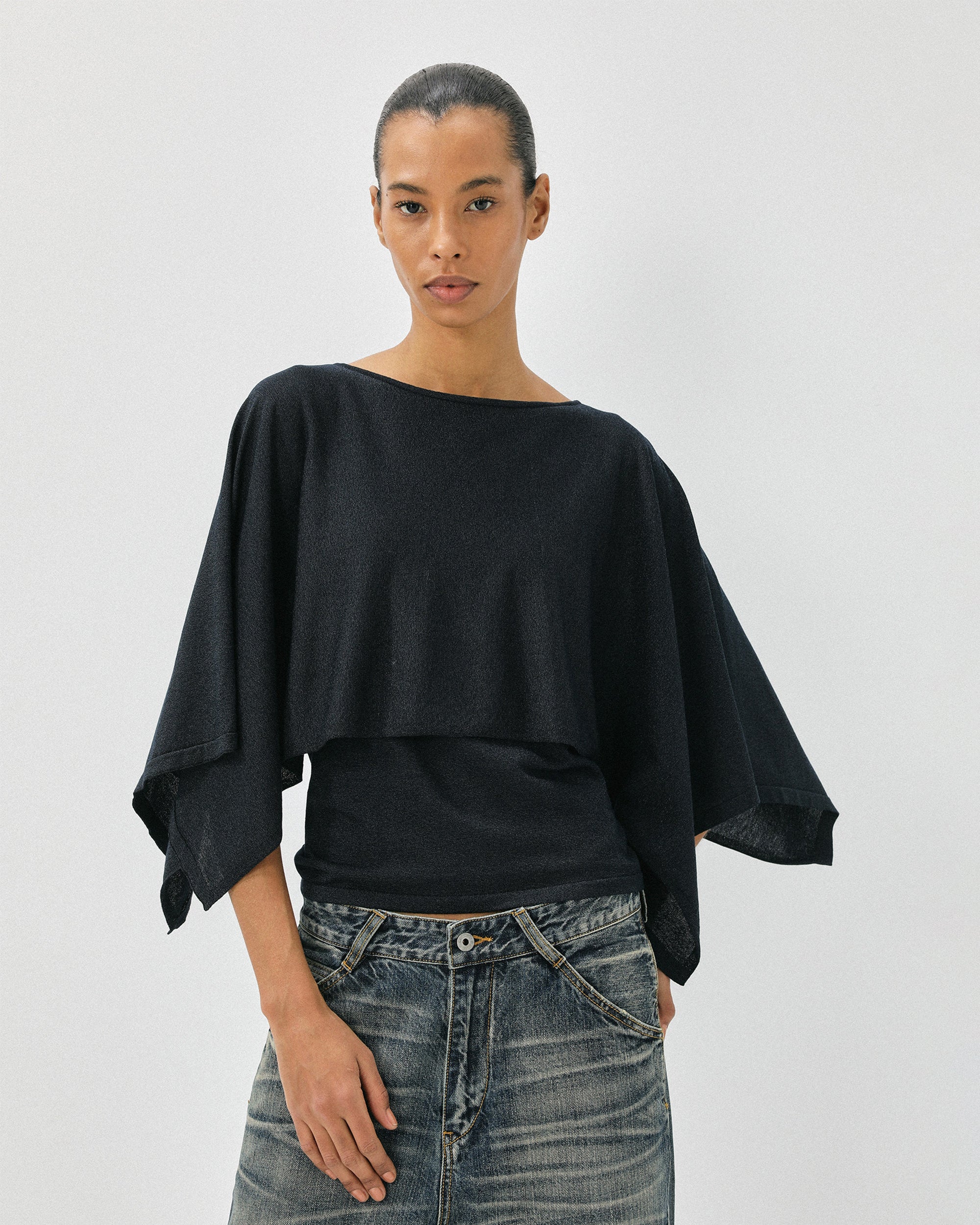 COMMAND N Shimmer Faux Two-Piece Cape Top