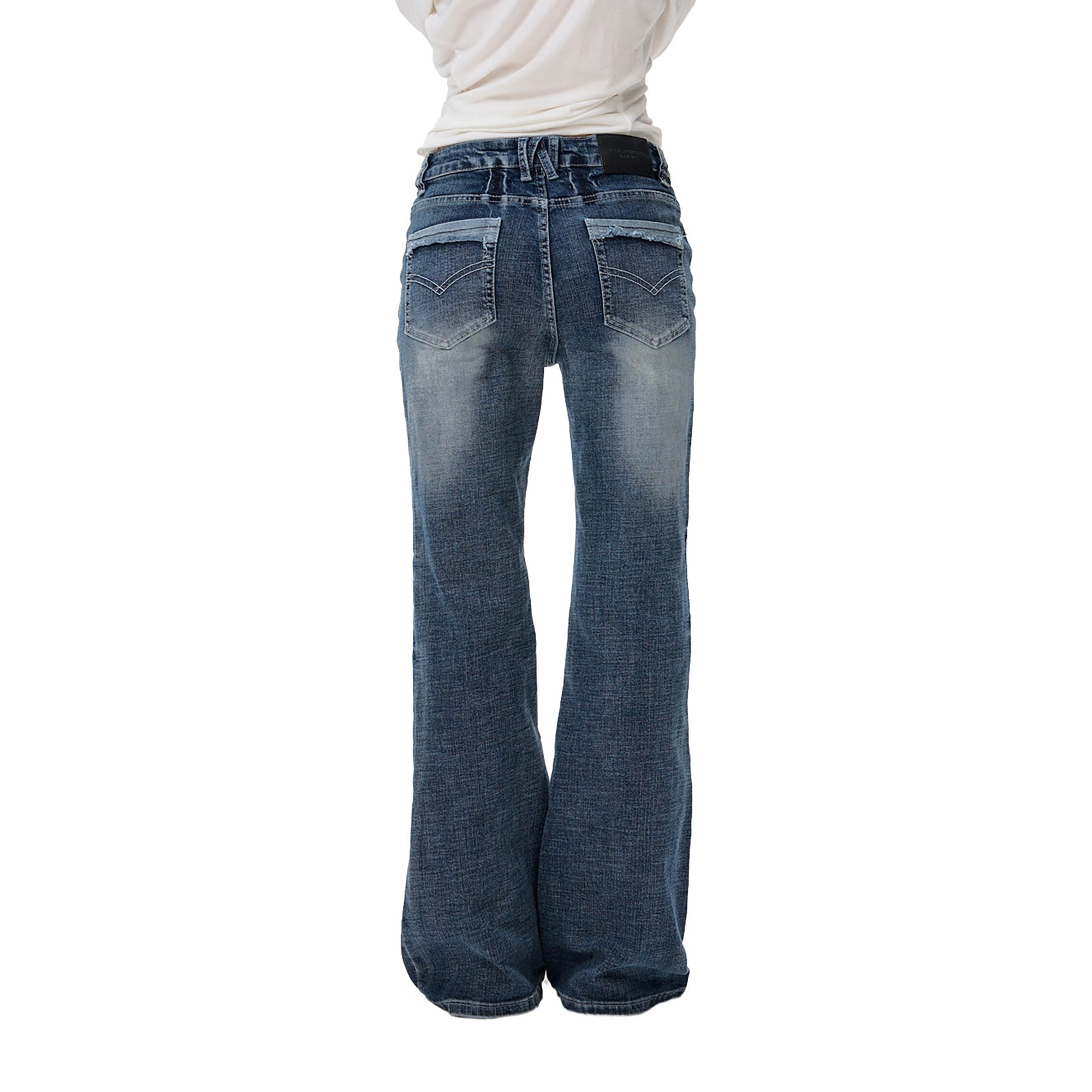 10AMSOTIIIIIIRED Retro Washed Whisker Flared Jeans