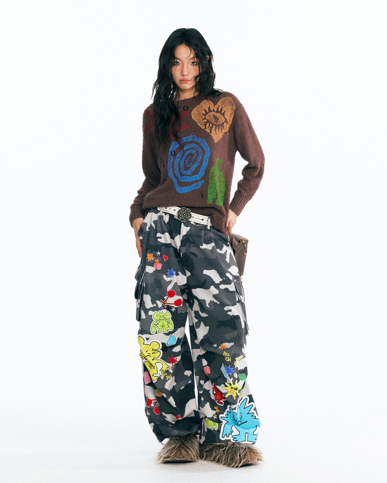 1997 POSTOFFICE Distressed Tribal Graphic Sweater