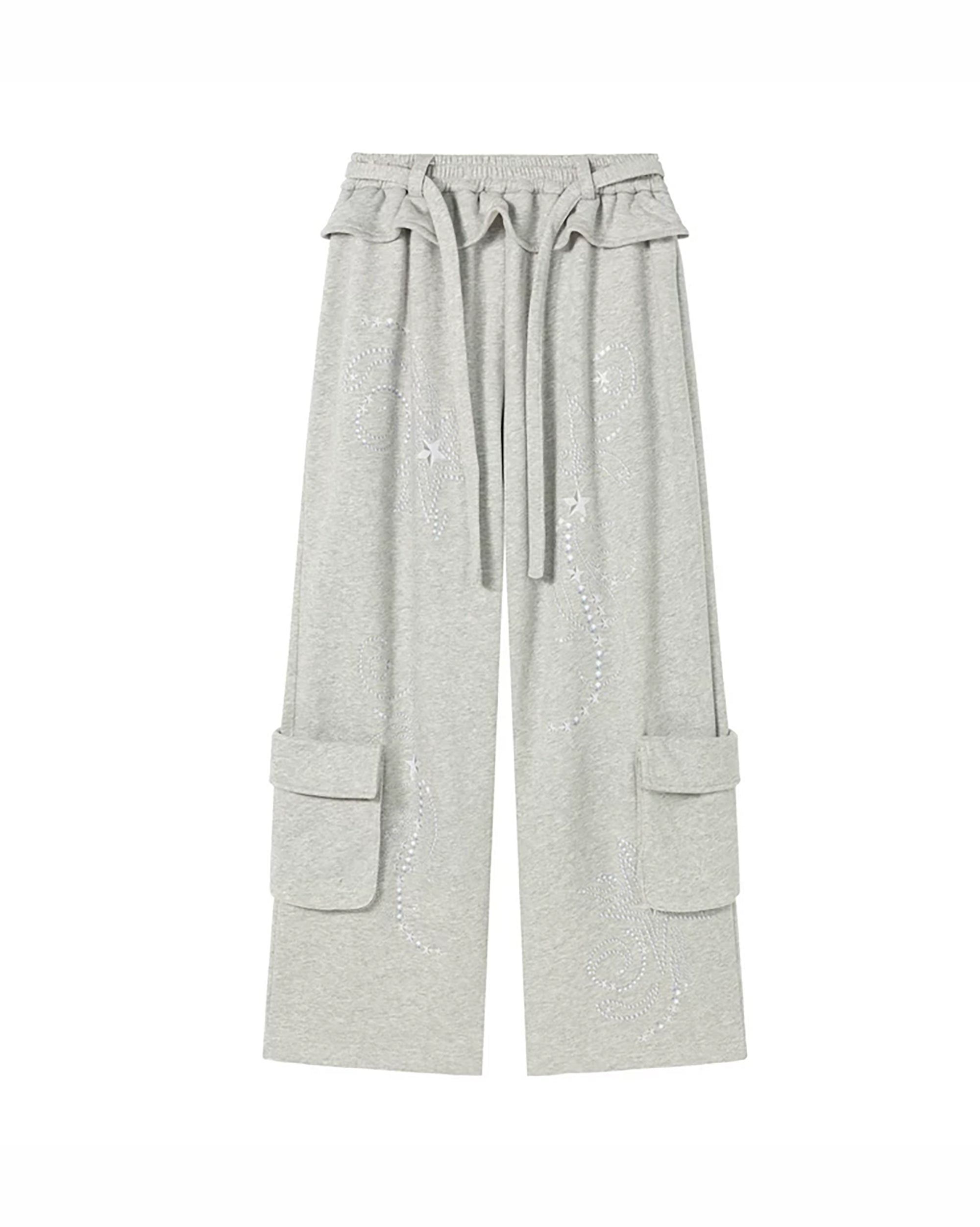SOFITTE Ruffle-Waist Elastic Cargo Sweatpants