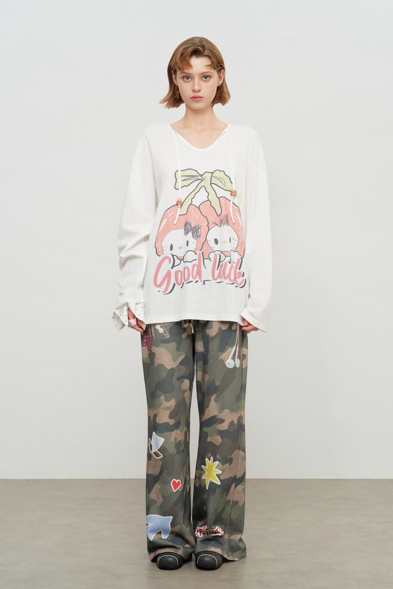 SOFITTE Camo Graphic Wide-Leg Drawstring Pants