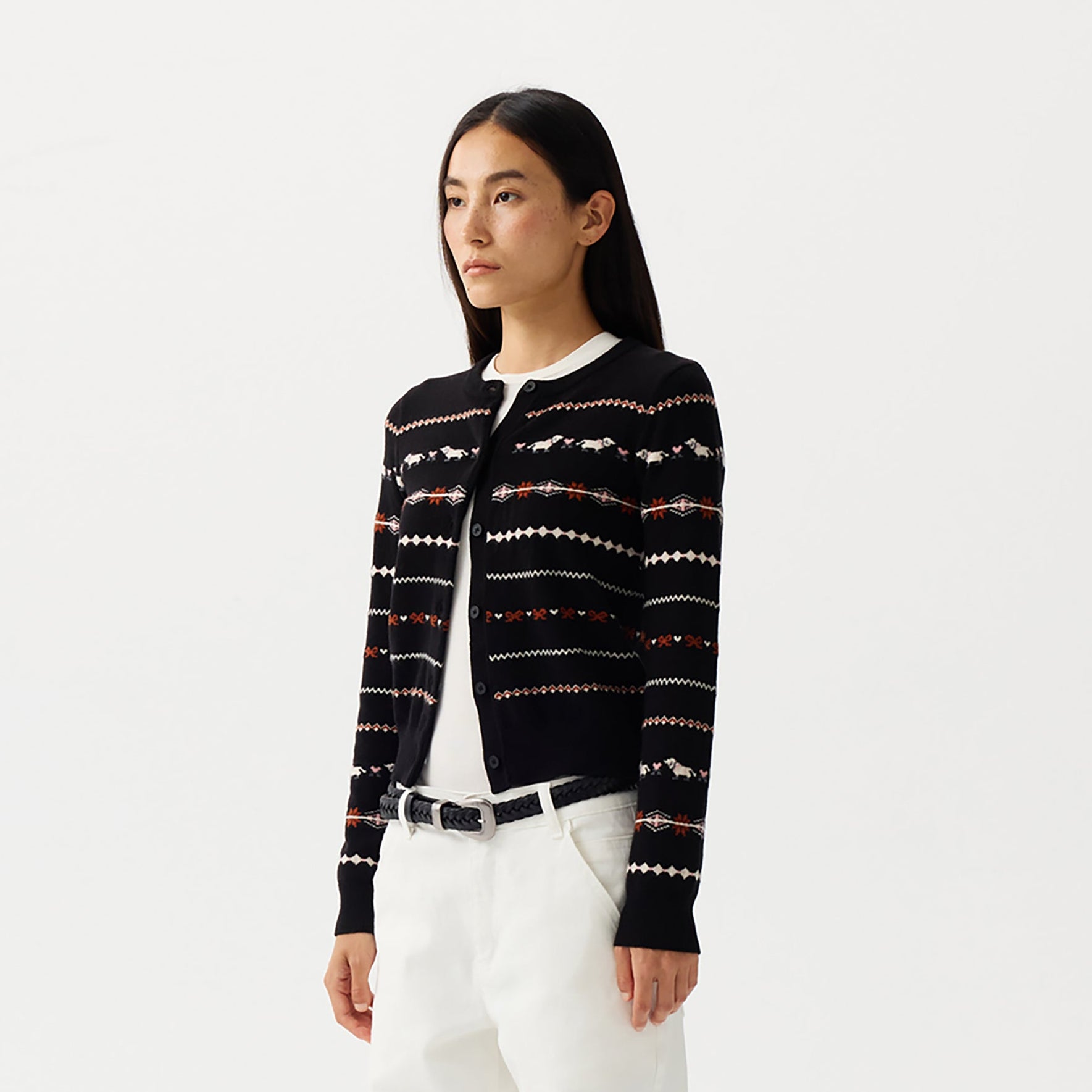 PCLA Fair Isle Puppy Wool-Blend Cardigan