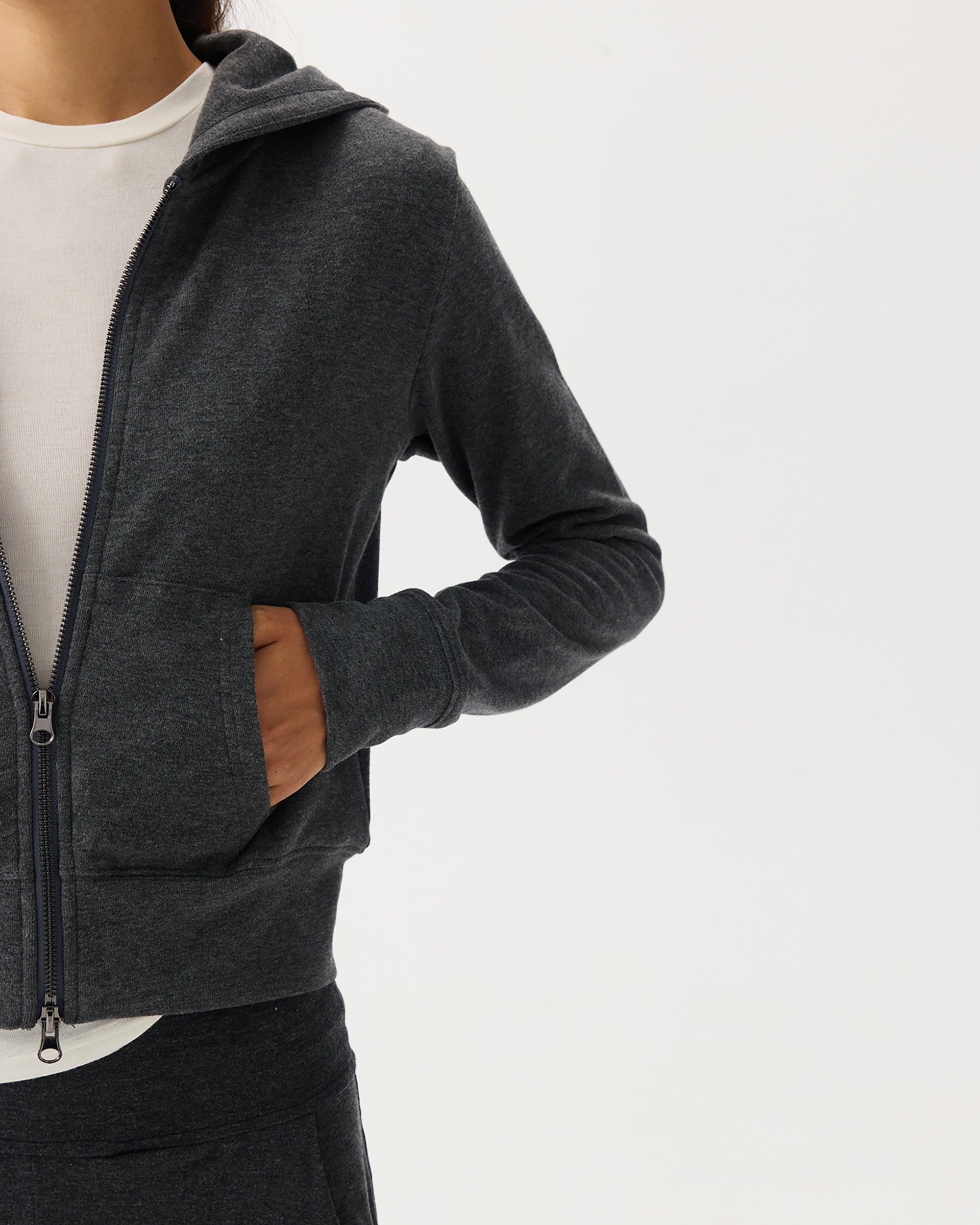 PCLA Essential Soft Touch Cropped Zip-Up Hoodie