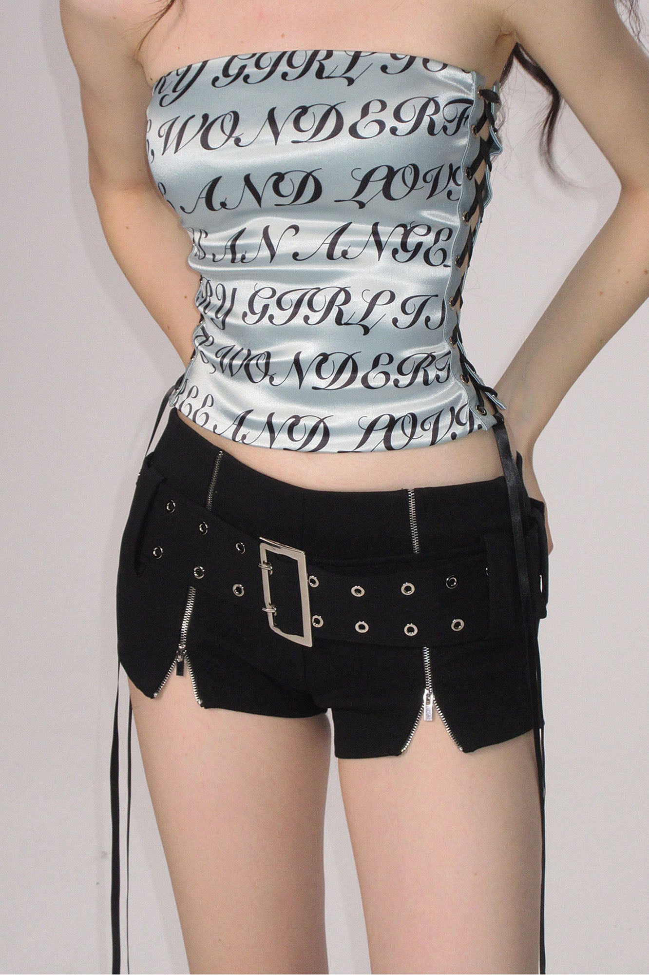AE30 SAINT Zippered Low-Rise Split-Hem Stretch Shorts
