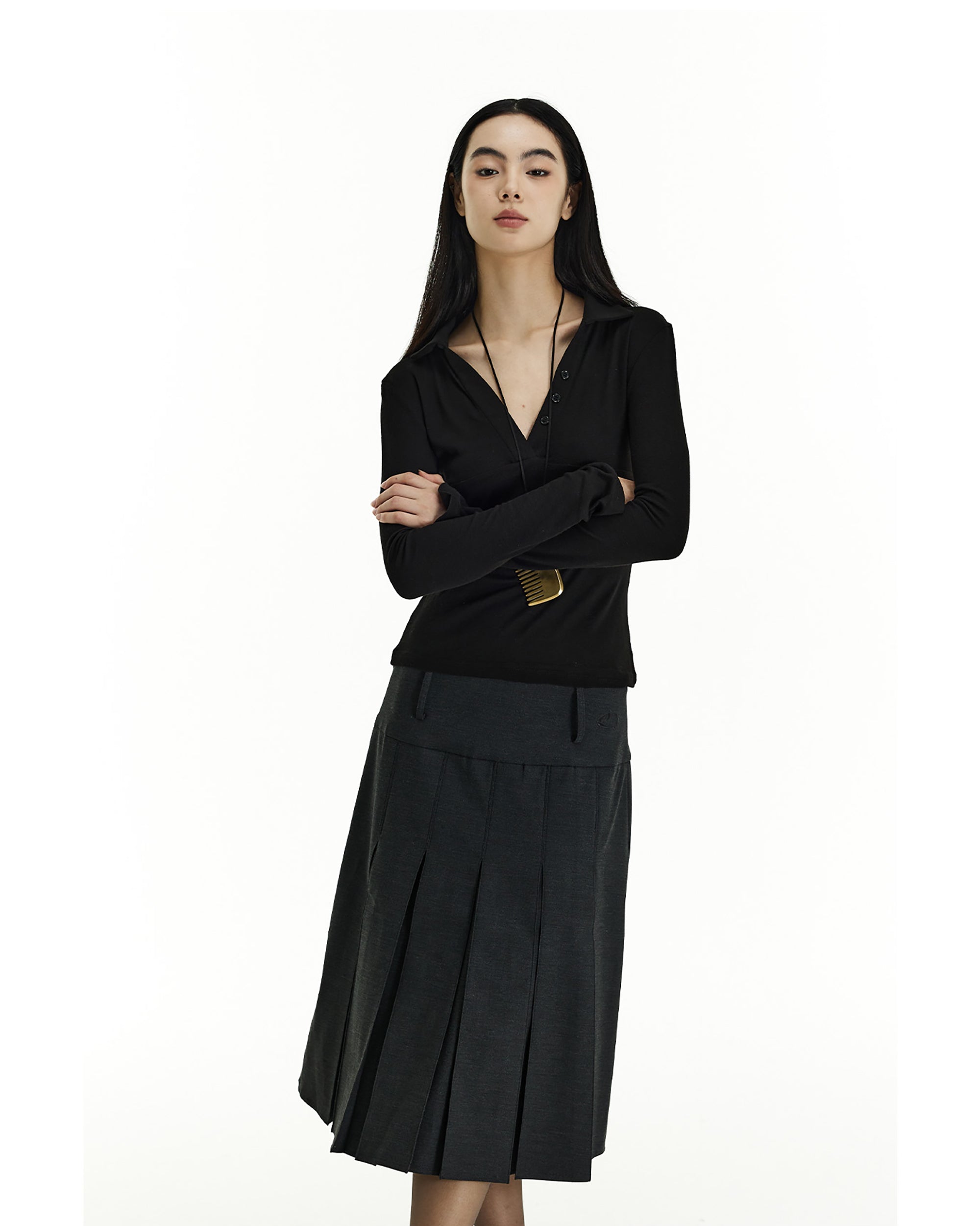 PCLA Essential Pleated A-Line Skirt