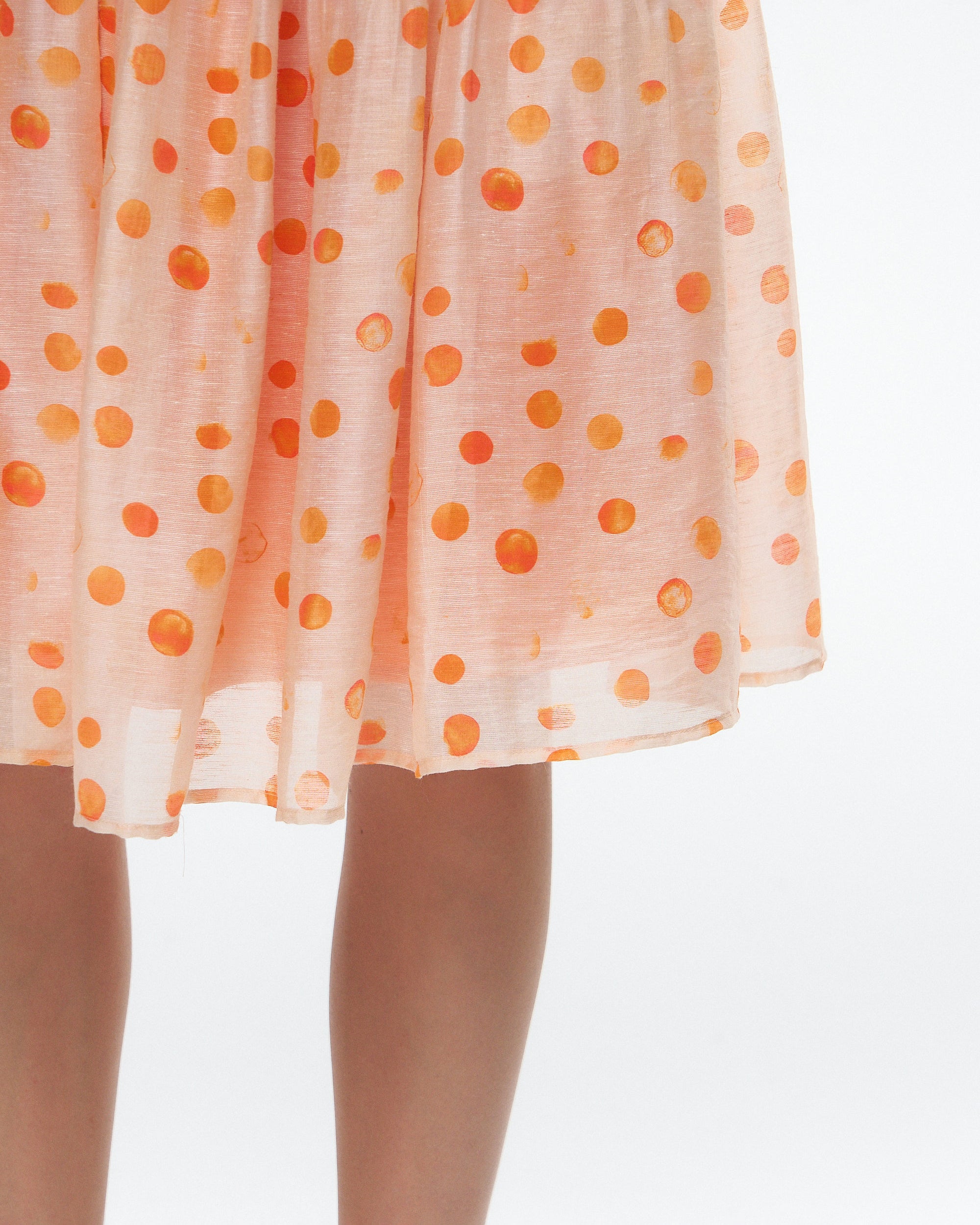 10AMSOTIIIIIIRED Polka Dot Linen Puff Midi Skirt