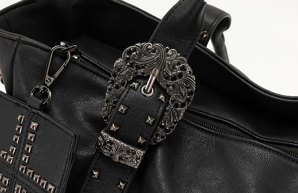 CESTNOUS Studded Faux Leather Oversized Crossbody Bag