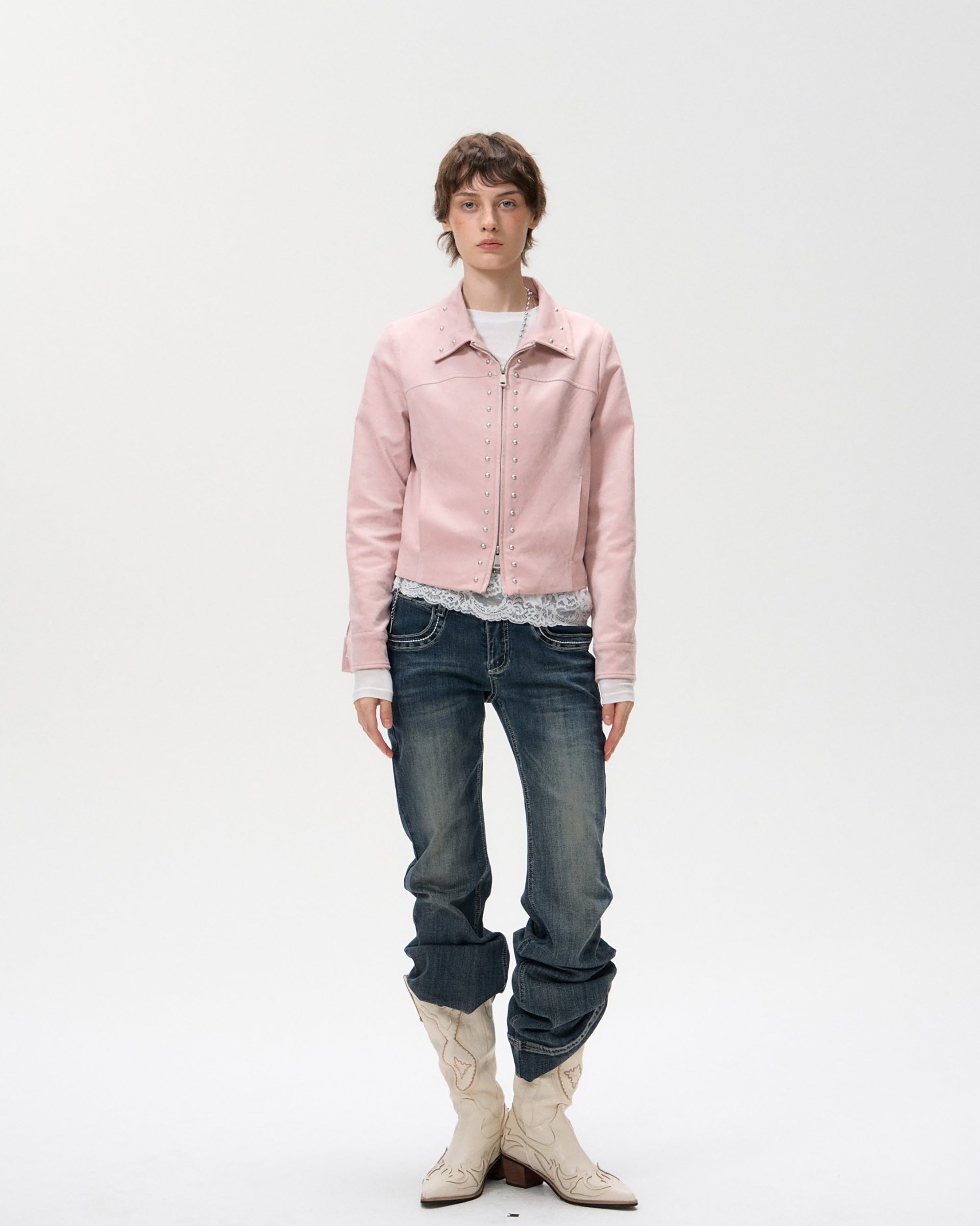 10AMSOTIIIIIIRED Classic Rivet Wasit Whisker Flared Jeans