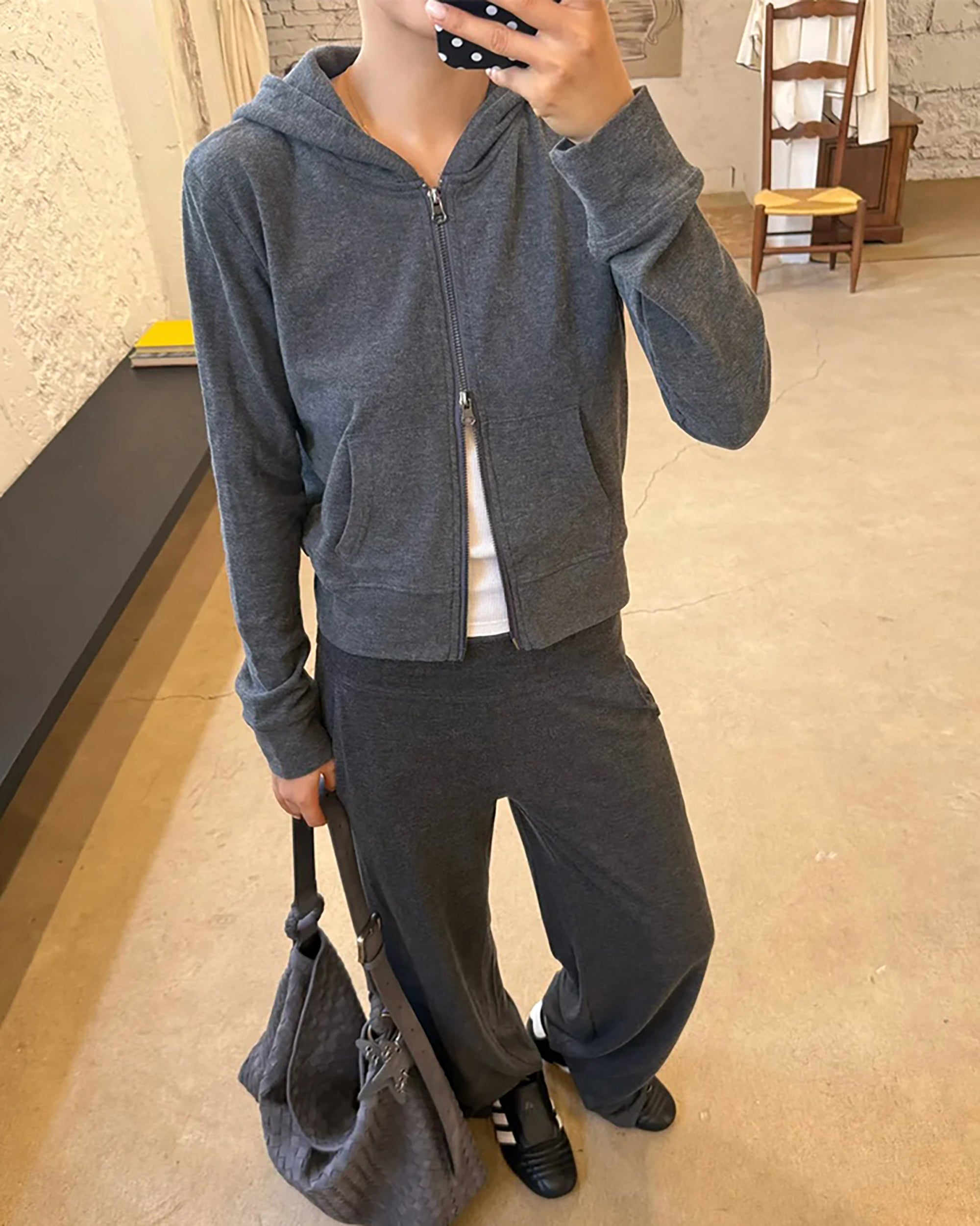 PCLA Essential Soft Touch Cropped Zip-Up Hoodie