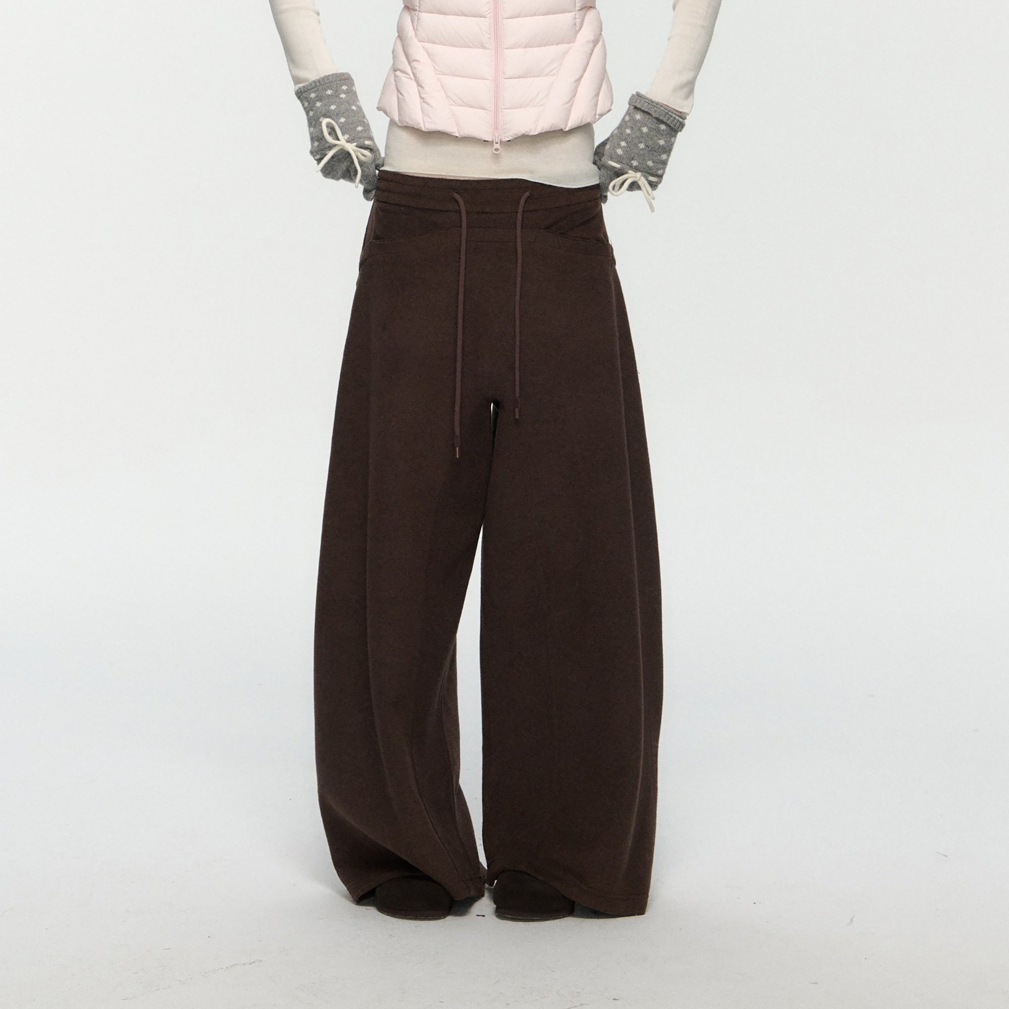 10AMSOTIIIIIIRED Classic Drawstring Wide-Leg Pants