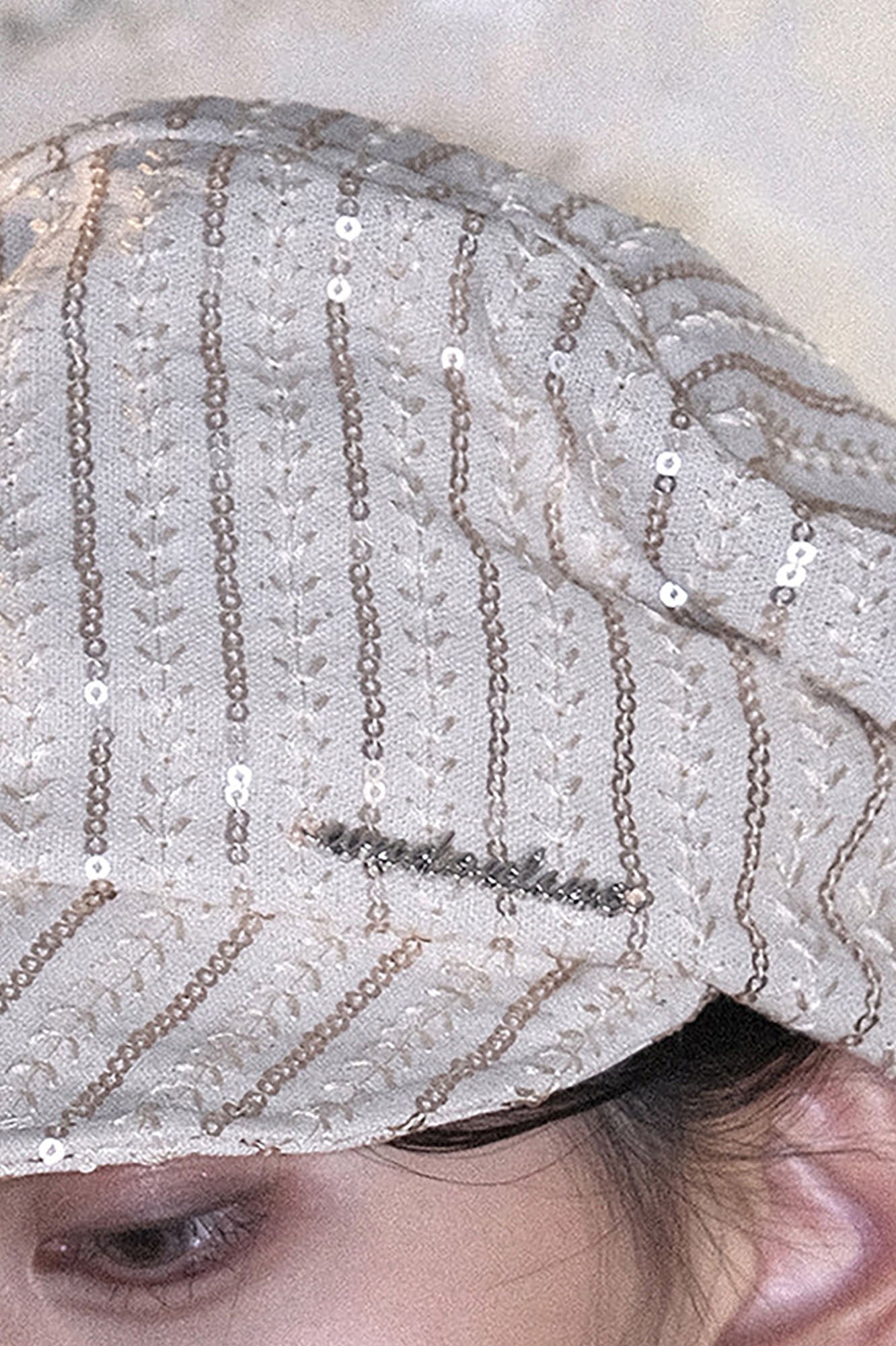 WHYNOTDANCE Sequin Embroidered Striped Newsboy Cap