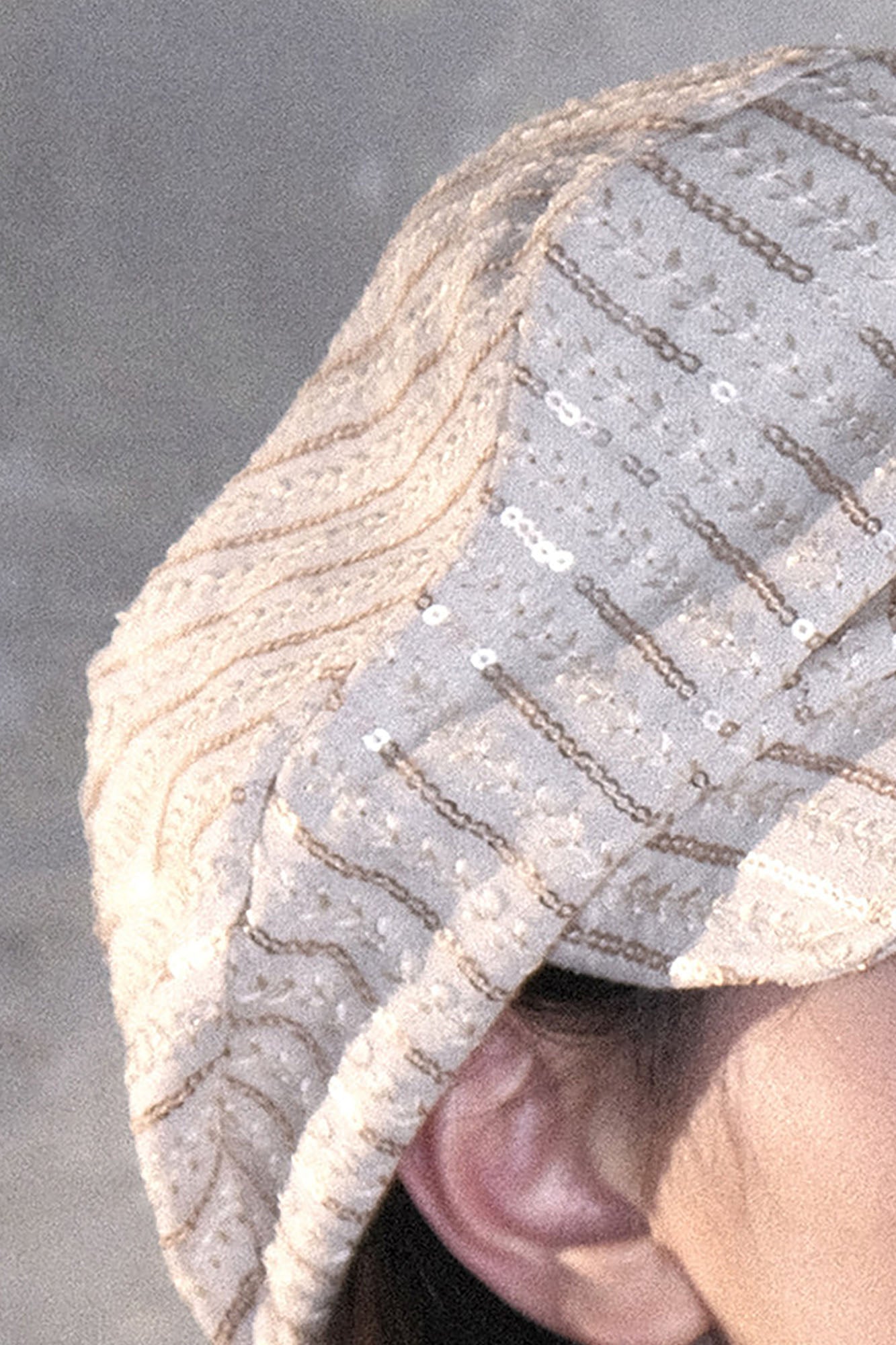 WHYNOTDANCE Sequin Embroidered Striped Newsboy Cap