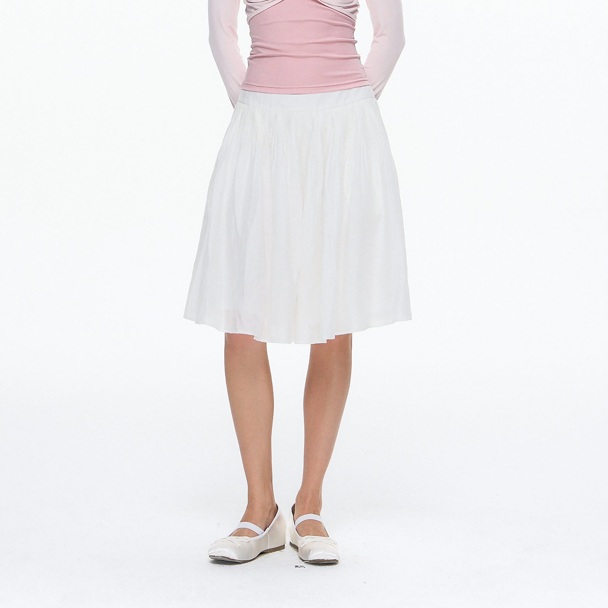 10AMSOTIIIIIIRED Polka Dot Linen Puff Midi Skirt