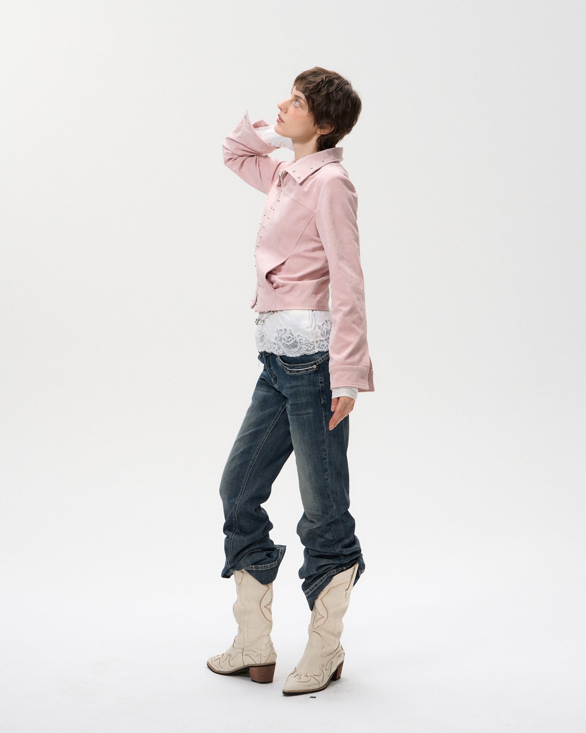 10AMSOTIIIIIIRED Classic Rivet Wasit Whisker Flared Jeans