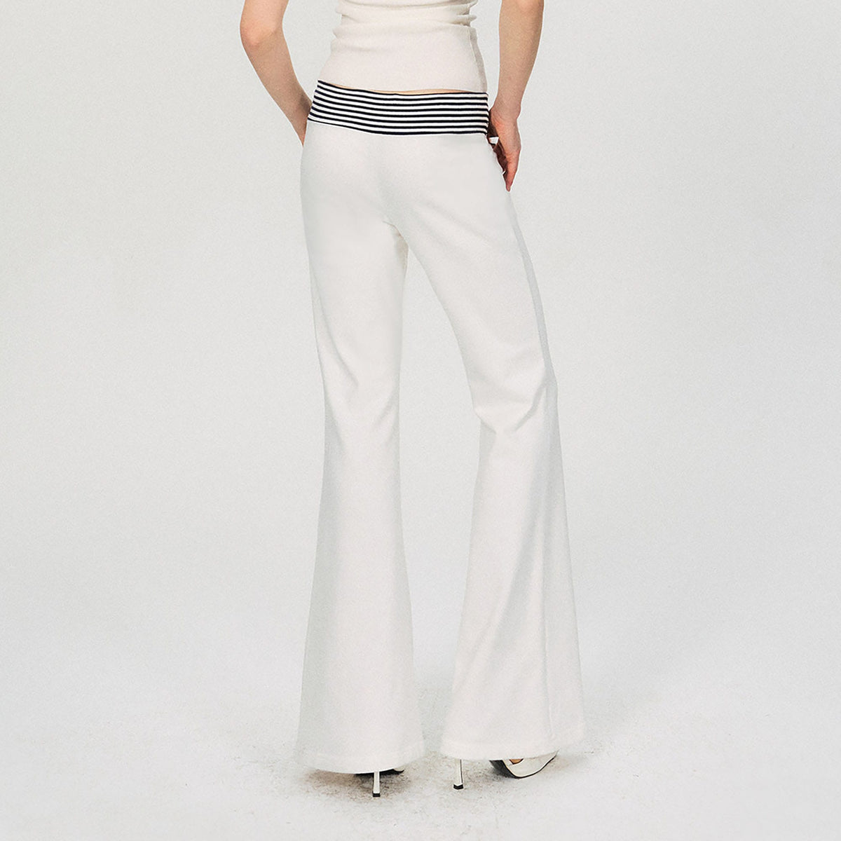THE NEVERMORE Striped Waistband Drawstring Flared Sweatpants