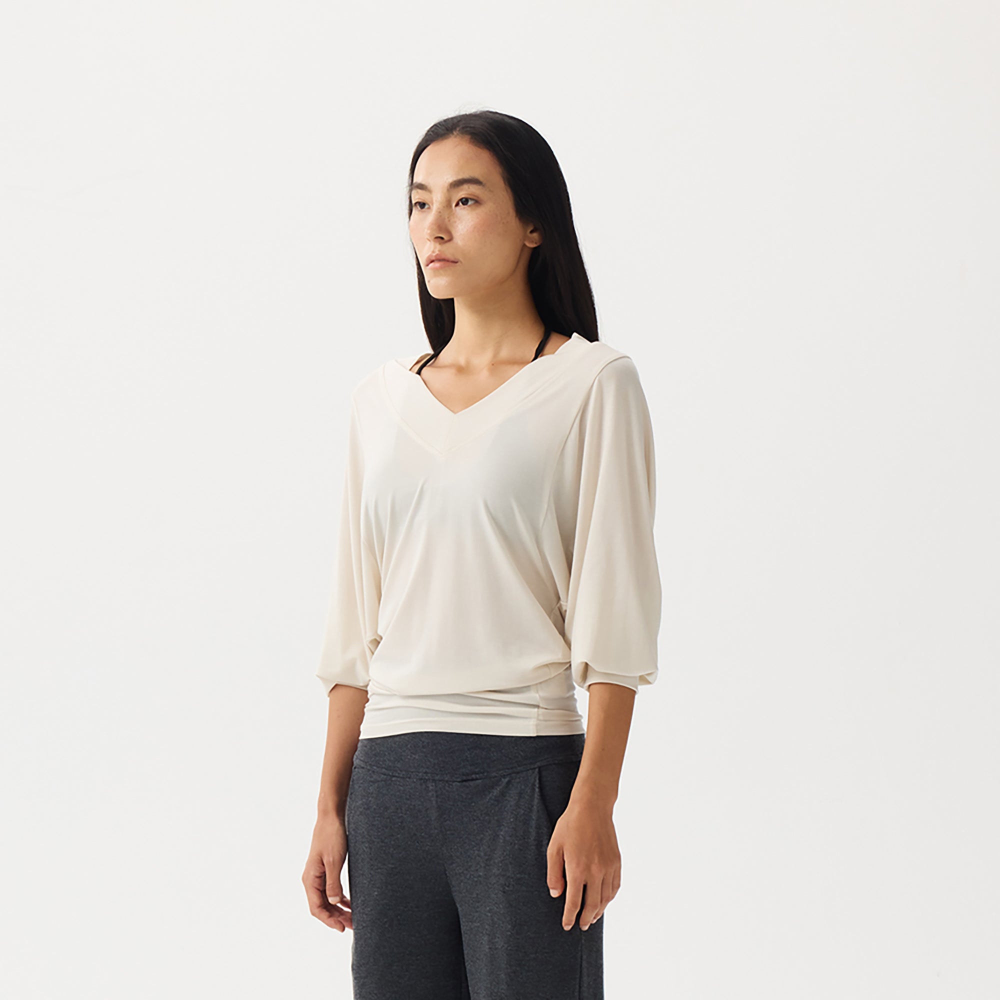 PCLA Draped Batwing Sleeve V-Neck Tee