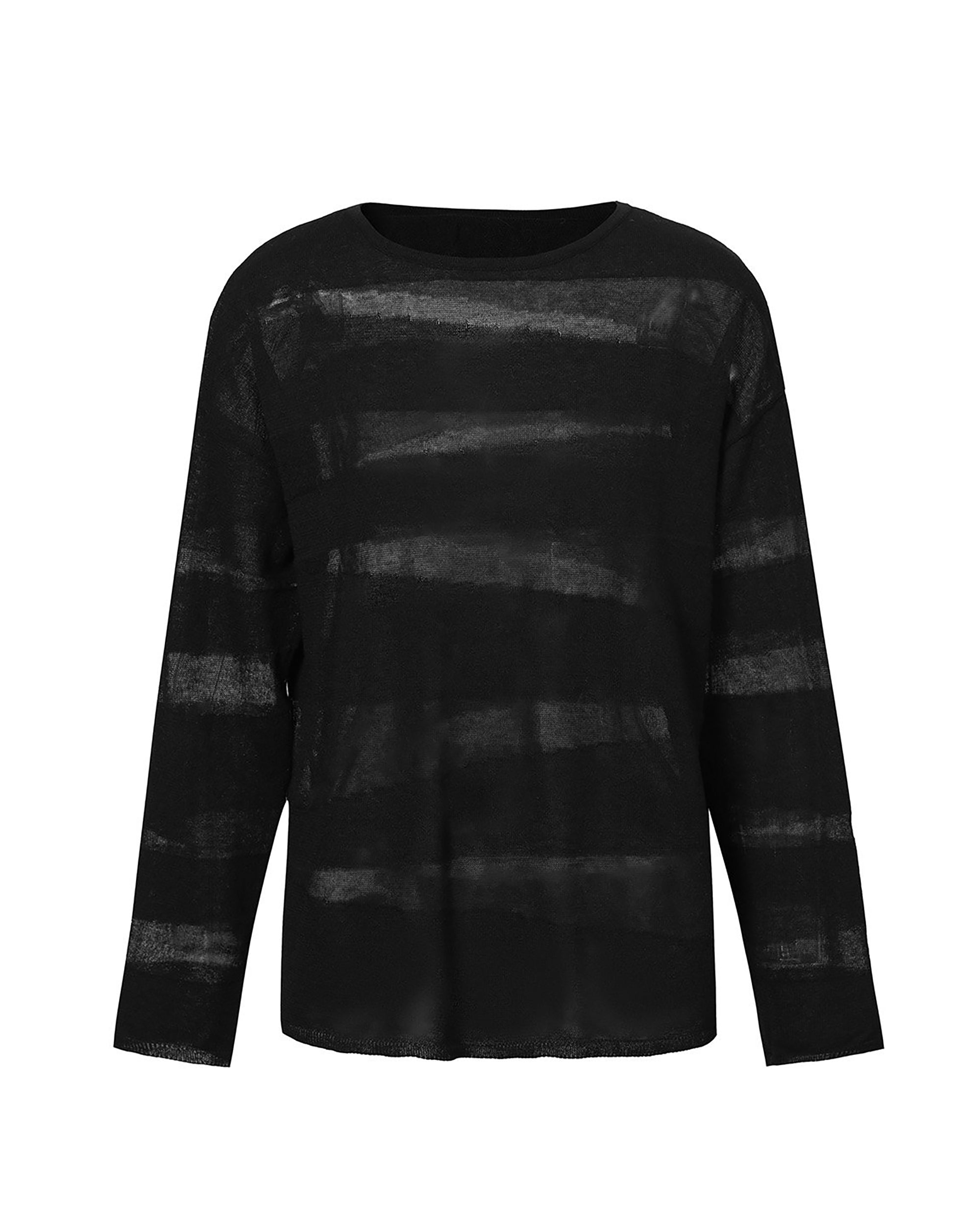 COMMAND N Sheer Textured Knit Long-Sleeve Tee