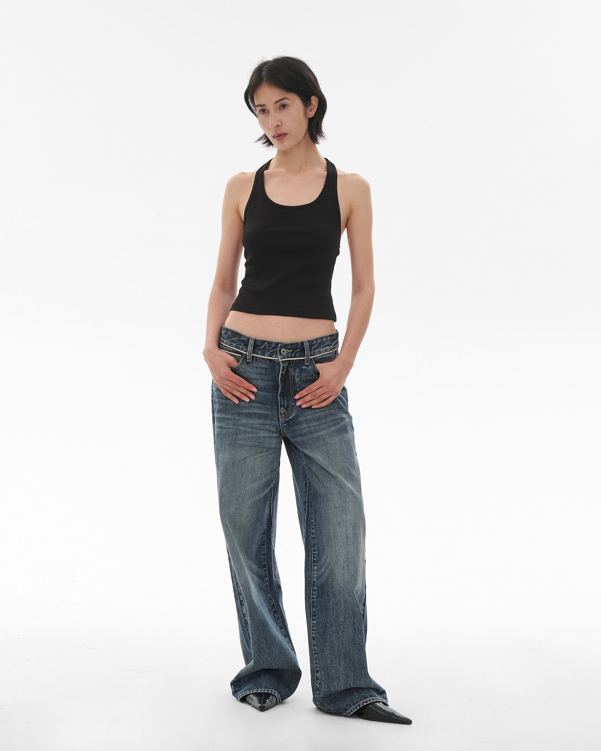 COMMAND N Retro Washed Selvedge Wide-Leg Jeans