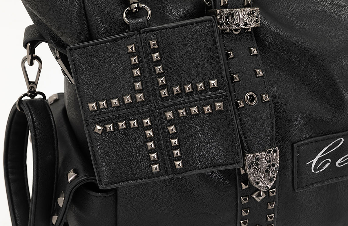 CESTNOUS Studded Faux Leather Oversized Crossbody Bag