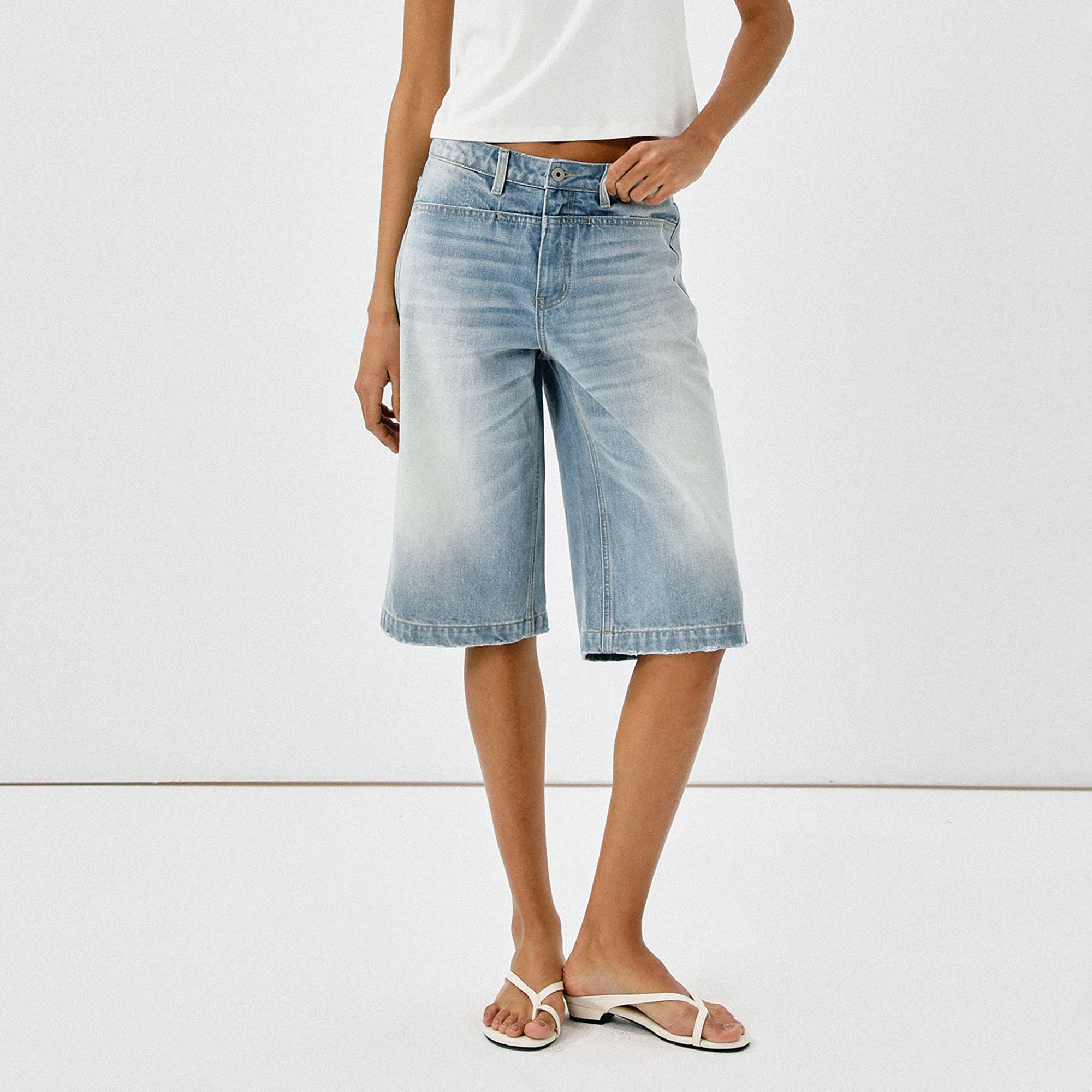COMMAND N Classic Washed Straight-Leg Denim Shorts