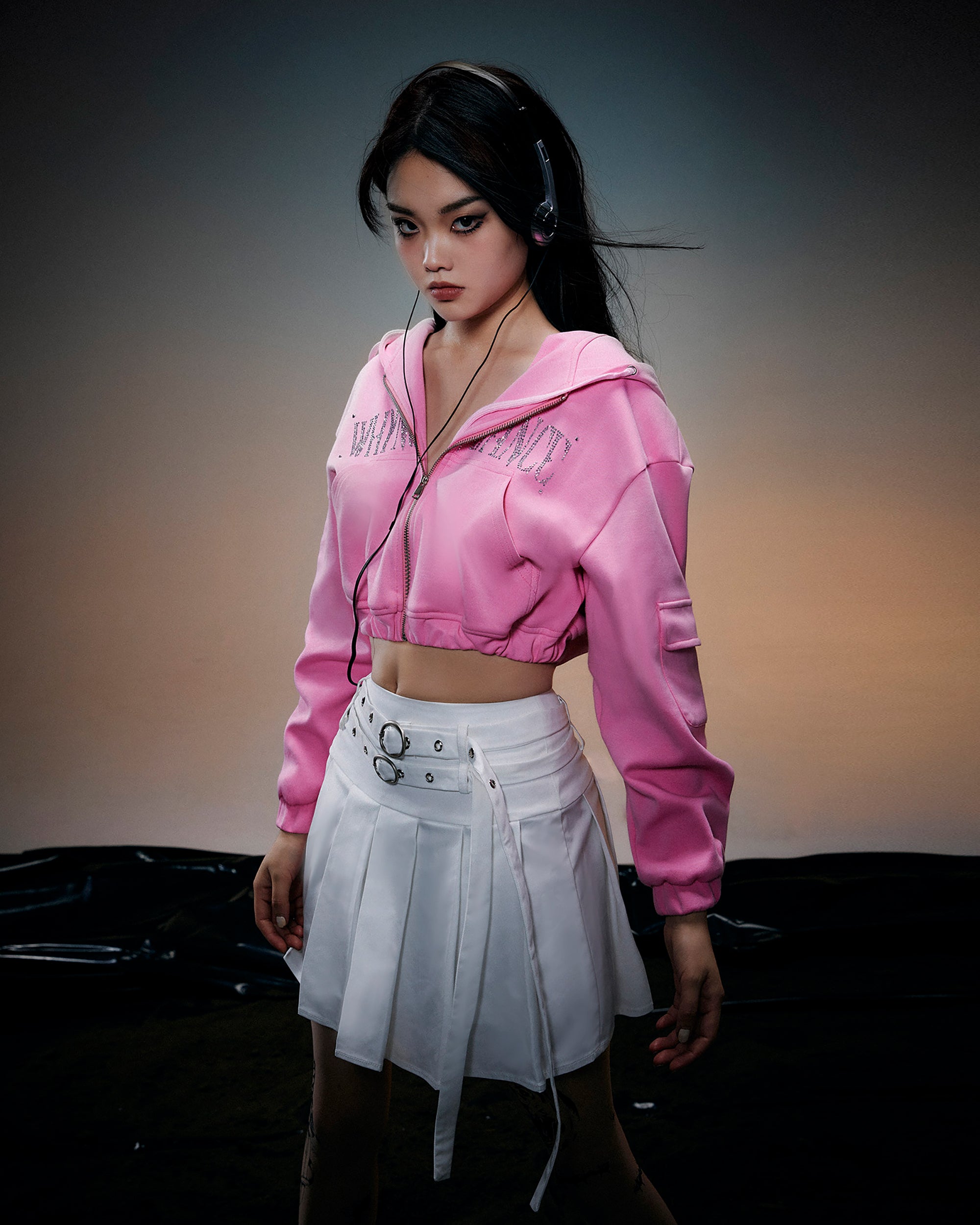 WHYNOTDANCE Retro Double-Buckle Pleated Skort