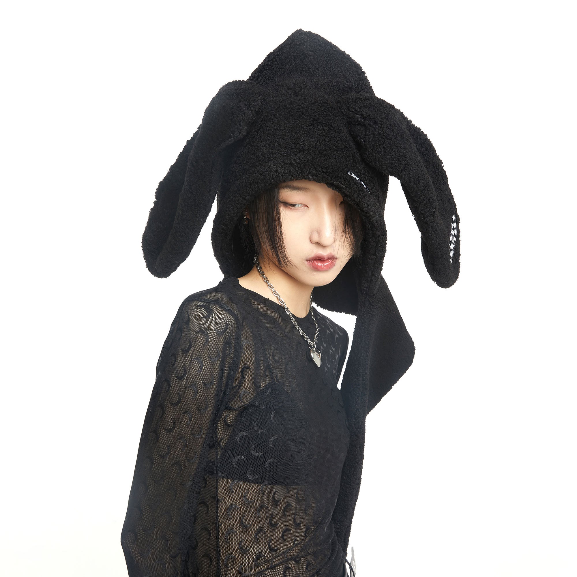 WHYNOTDANCE Plush Bunny-Ear Hooded Scarf