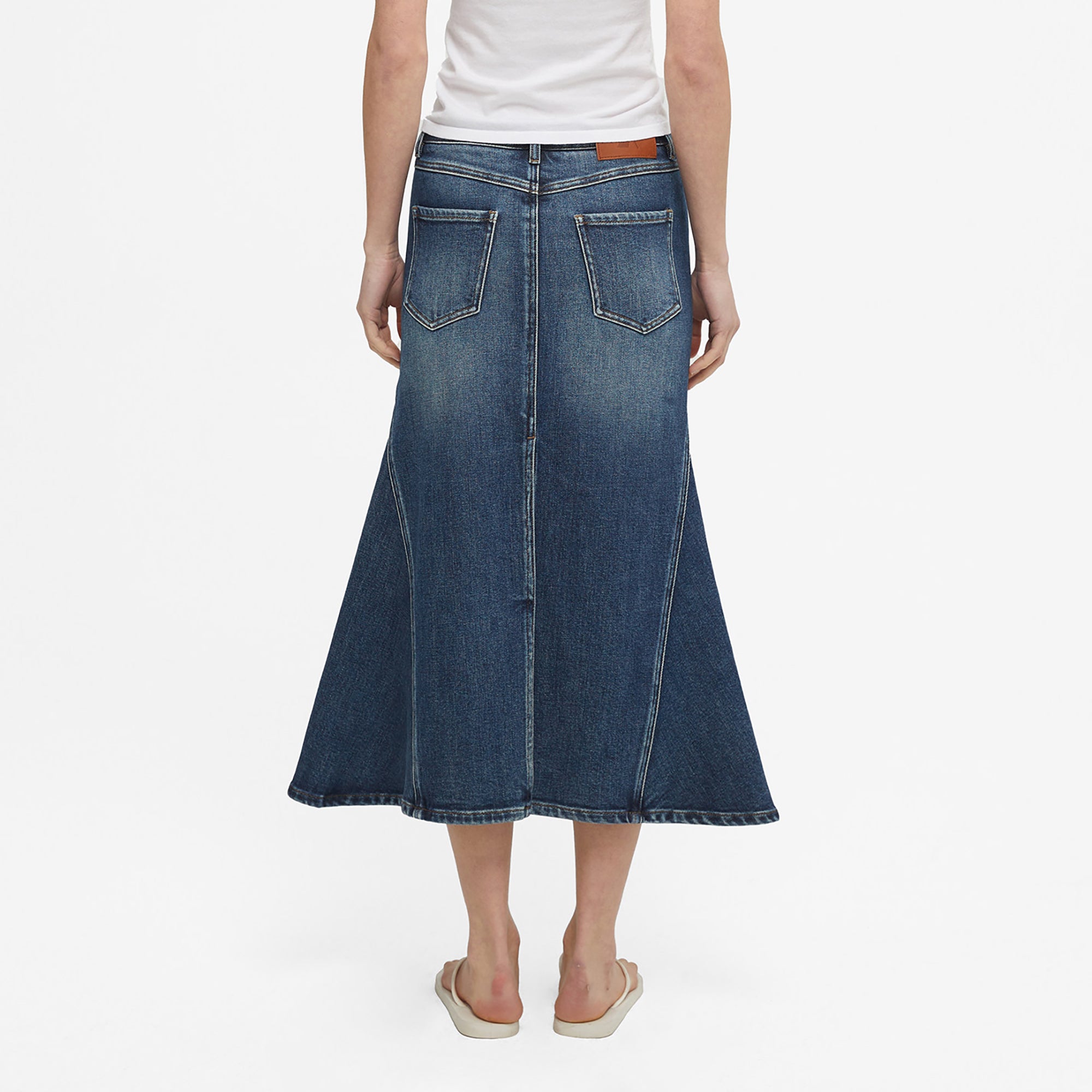 COMMAND N Washed Mermaid Denim Midi Skirt