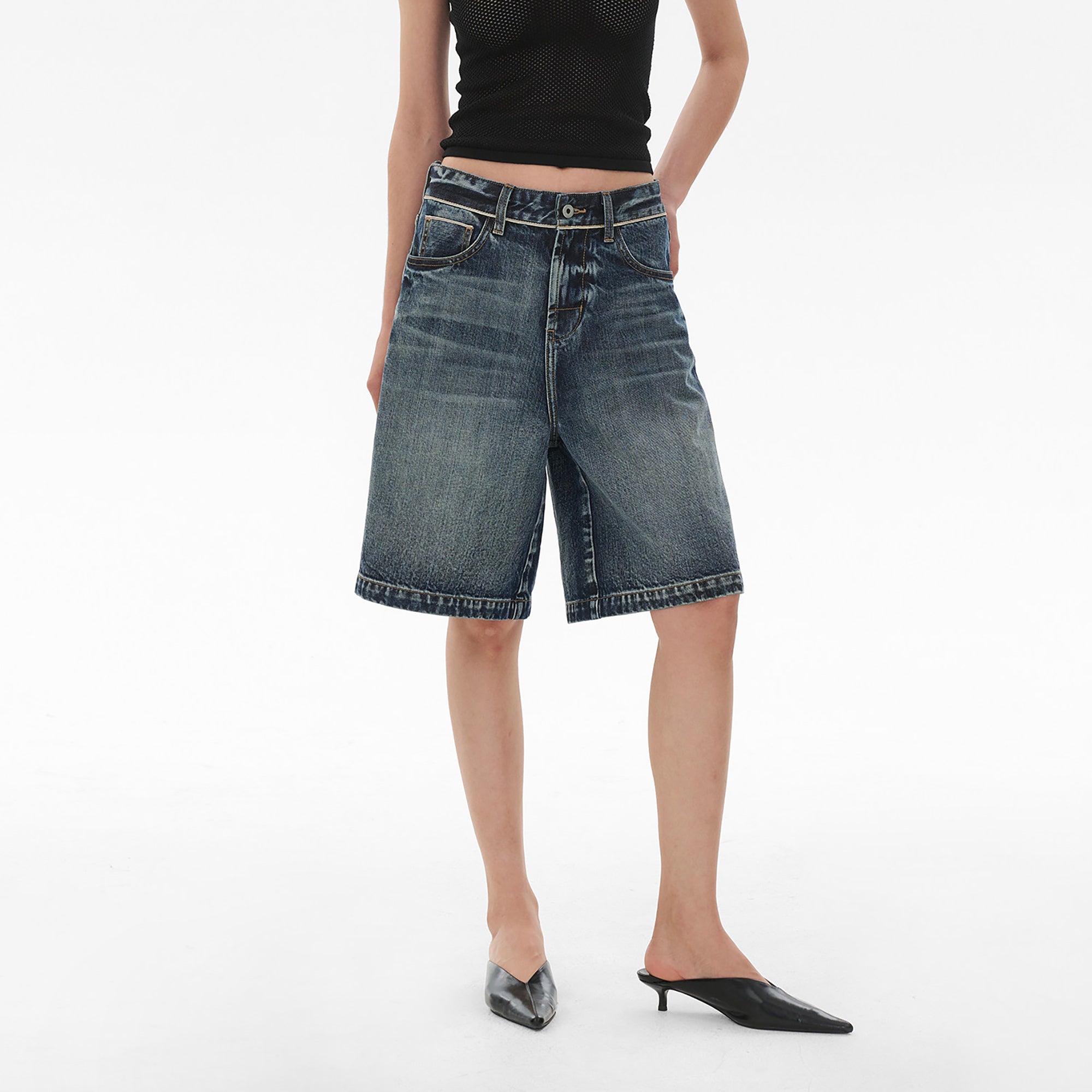 COMMAND N Selvedge Washed Denim Shorts