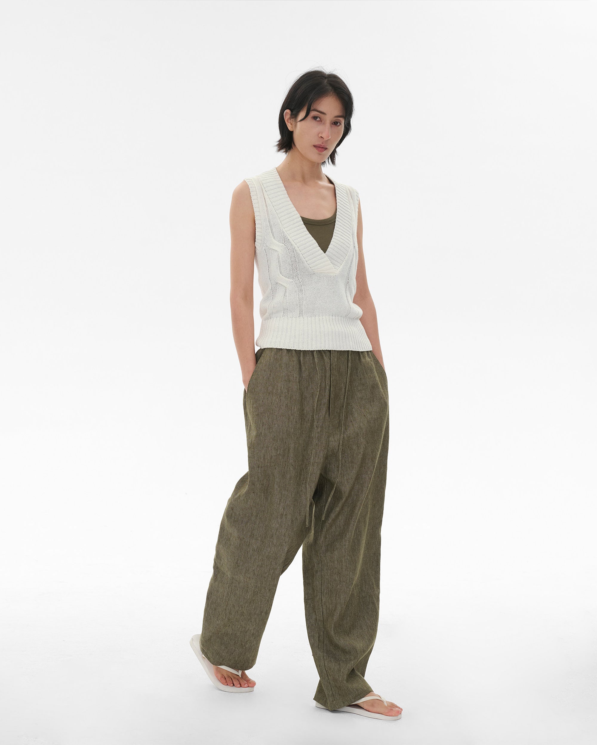 COMMAND N Relaxed Cotton-Linen Drawstring Pants