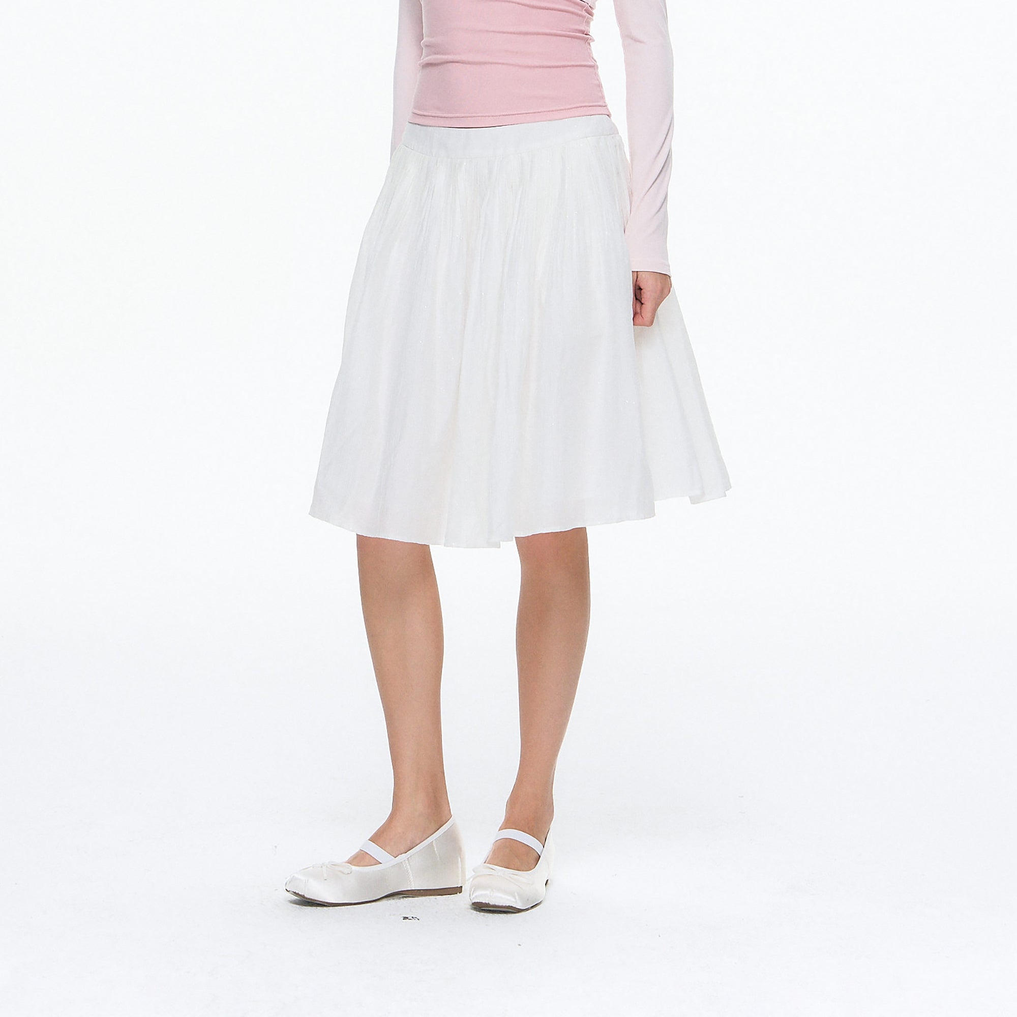 10AMSOTIIIIIIRED Polka Dot Linen Puff Midi Skirt